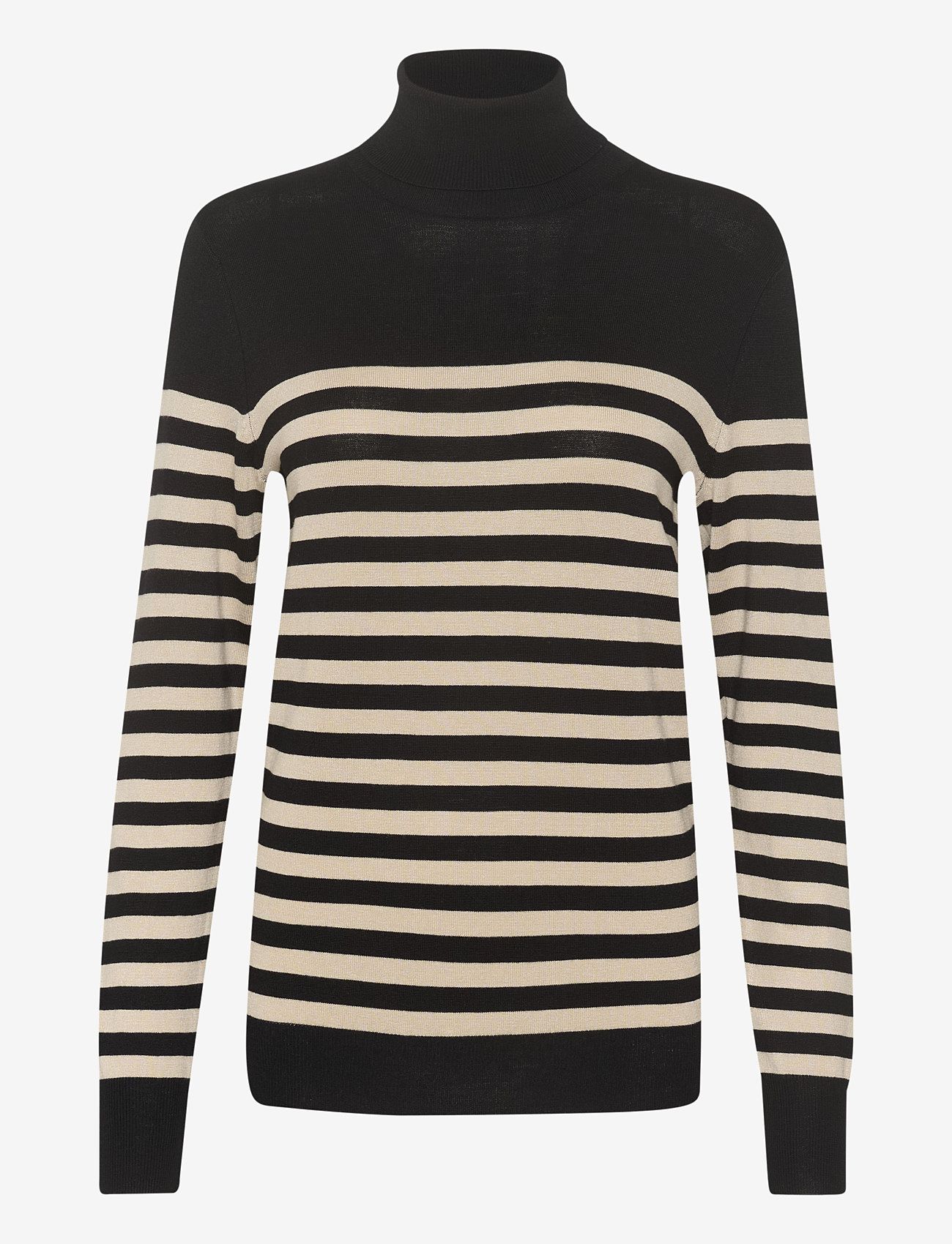 Kaffe - KAlizza Striped Roll Neck - kõrge kaelusega kudumid - black/feather gray mel. stripe - 1
