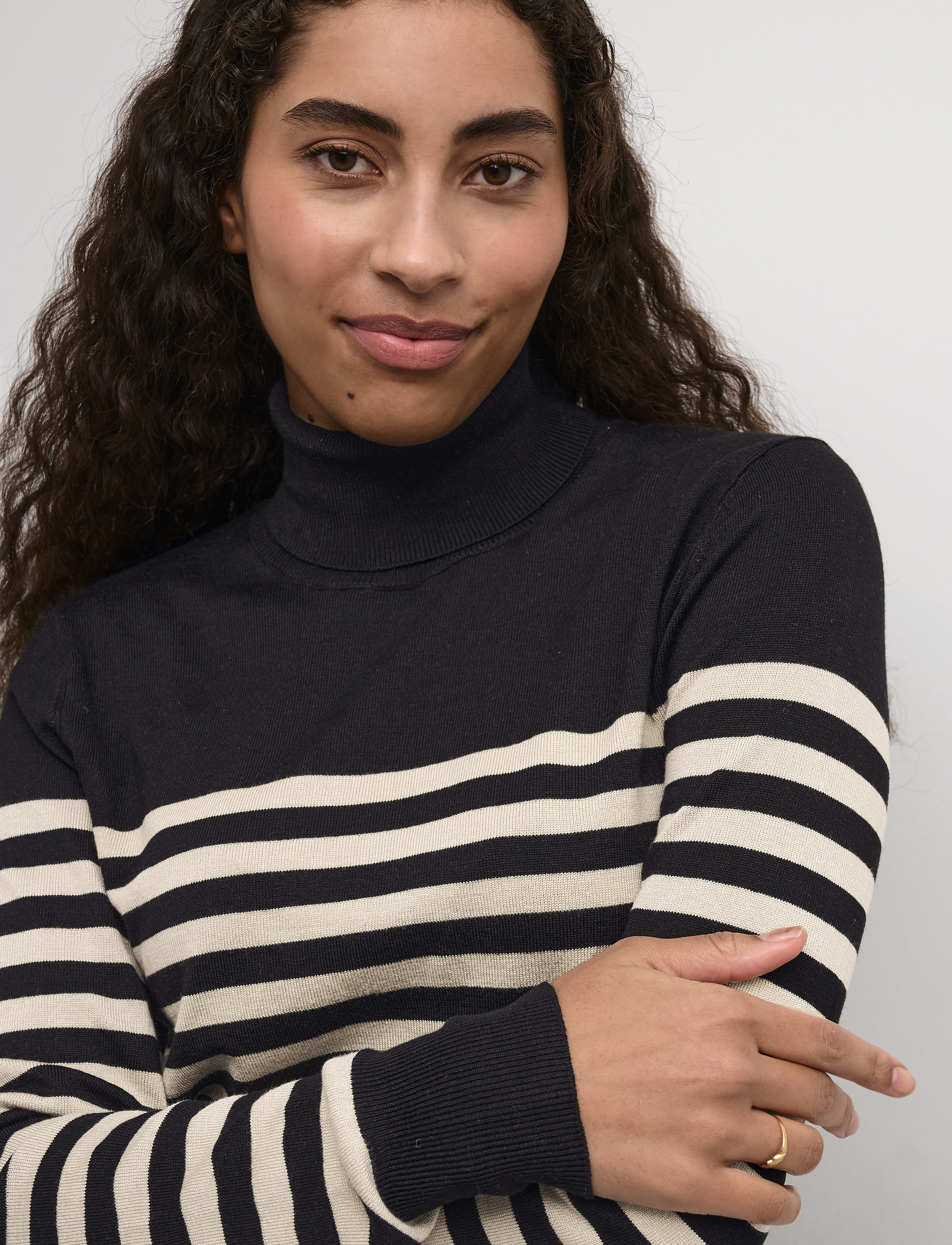 Kaffe - KAlizza Striped Roll Neck - die niedrigsten preise - black/feather gray mel. stripe - 3