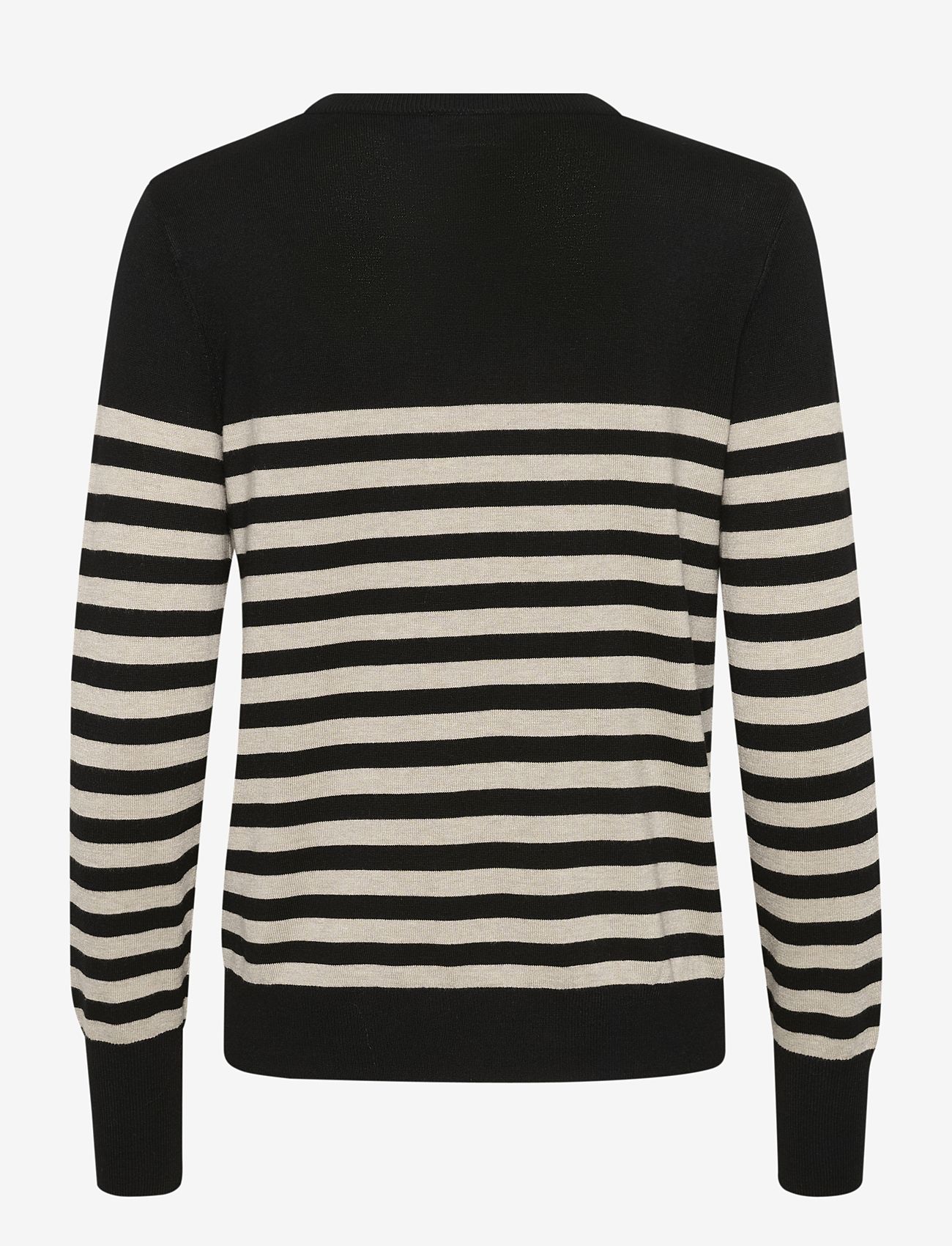 Kaffe - KAlizza Striped Knit Pullover - efterårstøj - black/feather gray mel. stripe - 1