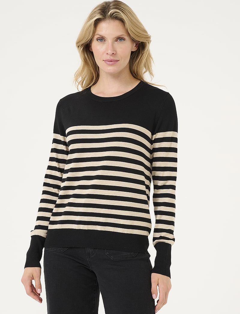 Kaffe - KAlizza Striped Knit Pullover - pullover - black/feather gray mel. stripe - 0