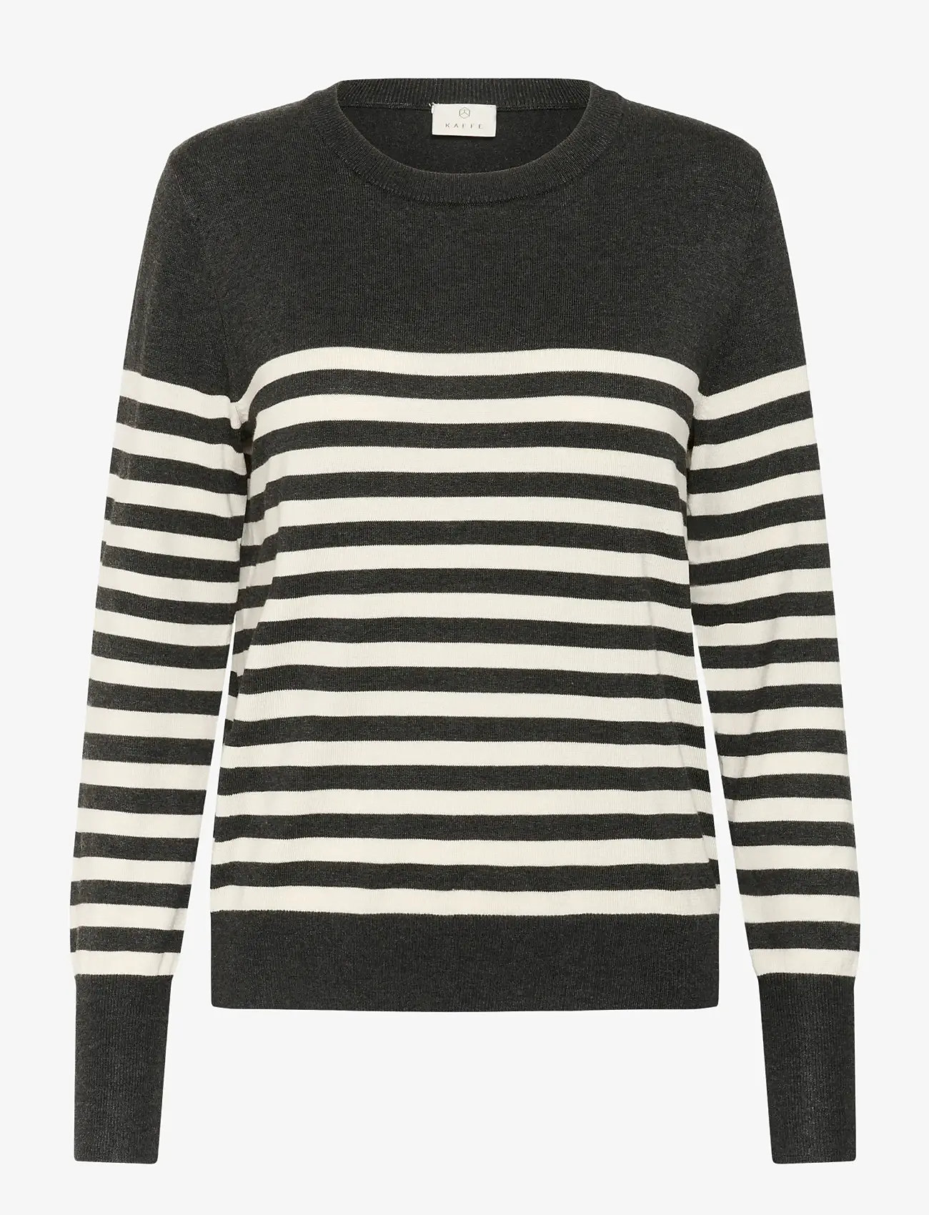 Kaffe - KAlizza Striped Knit Pullover - efterårstøj - dgm/turtledove half stripe - 0