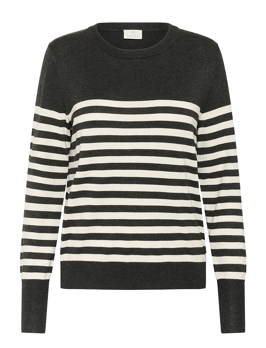 Kaffe - KAlizza Striped Knit Pullover - pullover - dgm/turtledove half stripe - 1