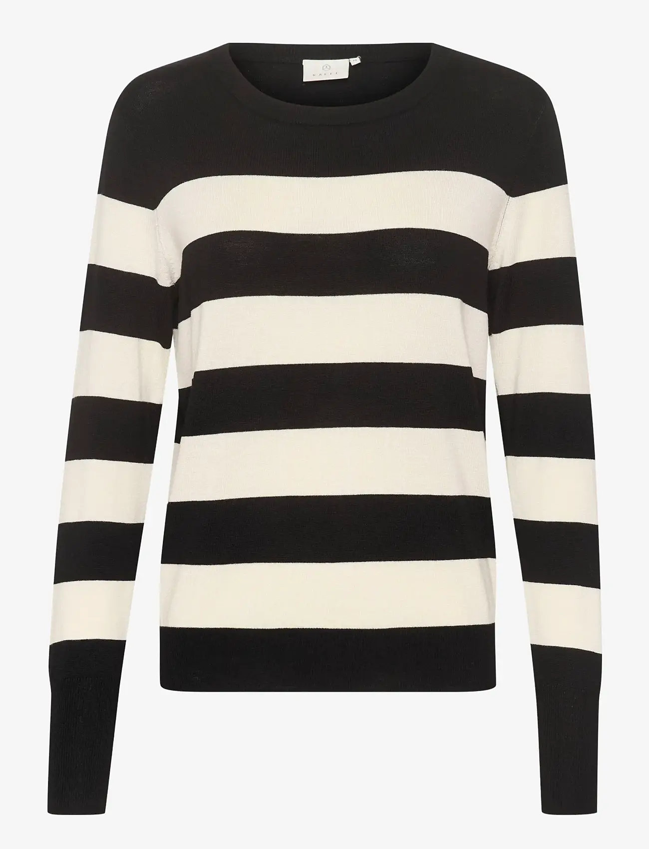 Kaffe - KAlizza Striped Knit Pullover - striktrøjer - black / turtledove stripe - 1