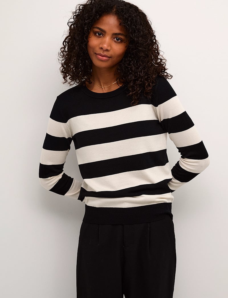Kaffe - KAlizza Striped Knit Pullover - pullover - black / turtledove stripe - 0