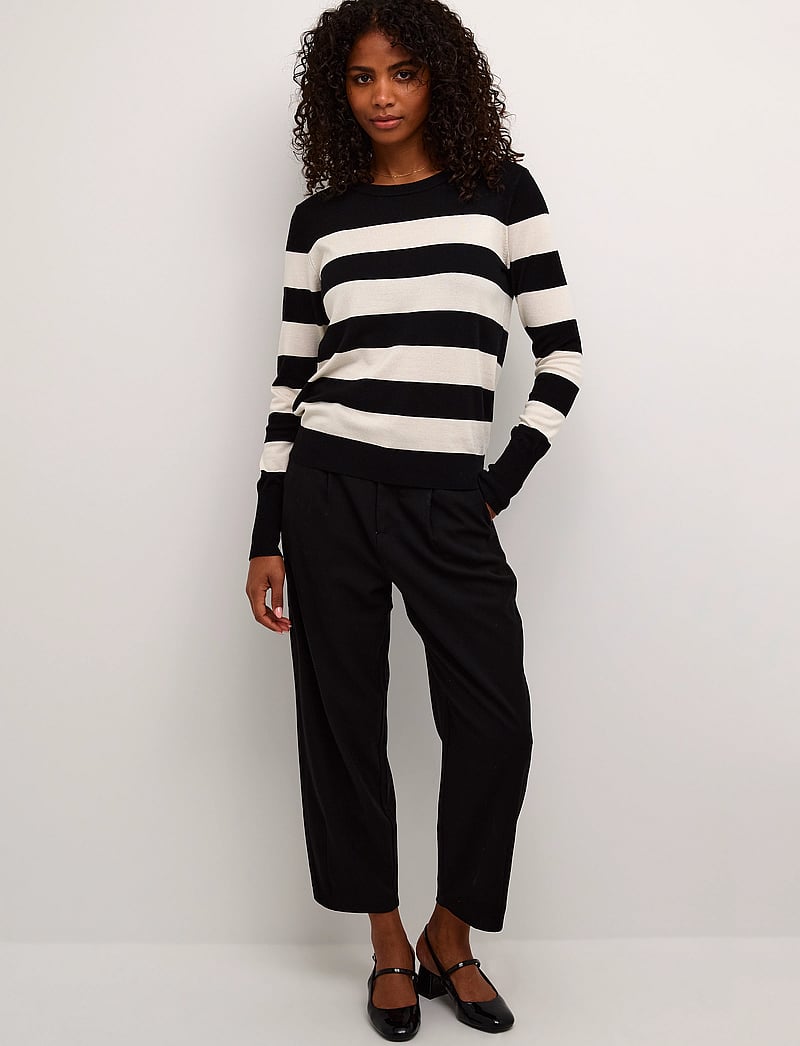 Kaffe - KAlizza Striped Knit Pullover - pullover - black / turtledove stripe - 3
