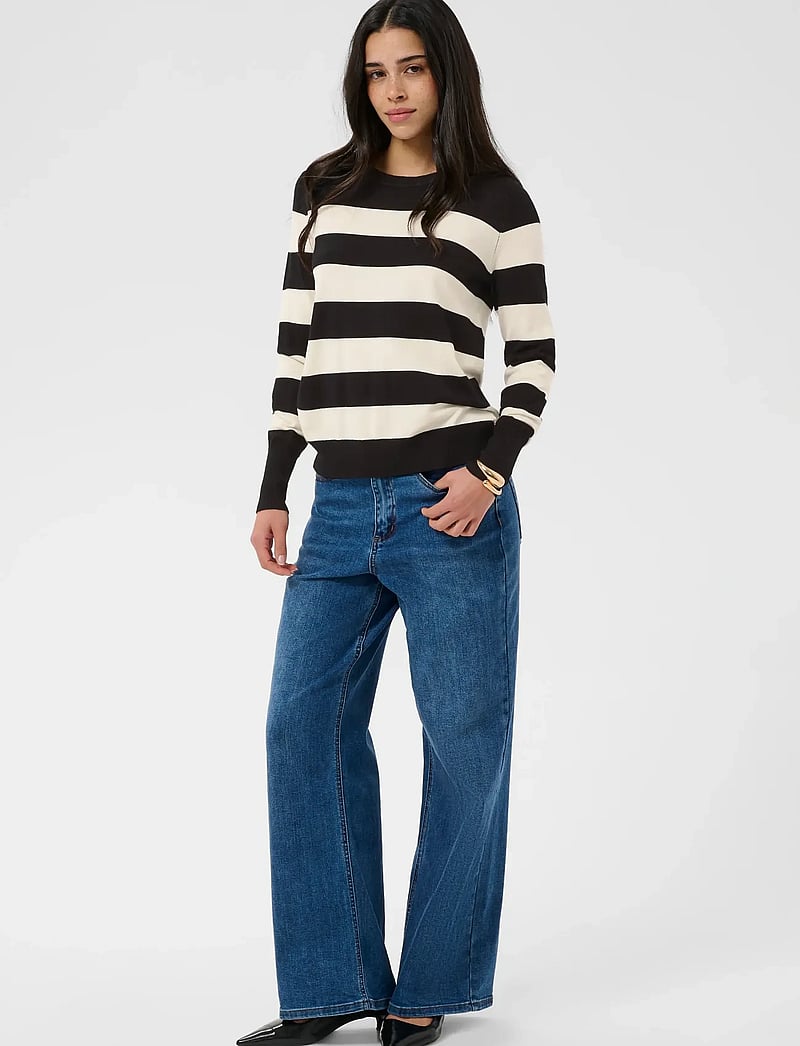Kaffe - KAlizza Striped Knit Pullover - pullover - black / turtledove stripe - 3