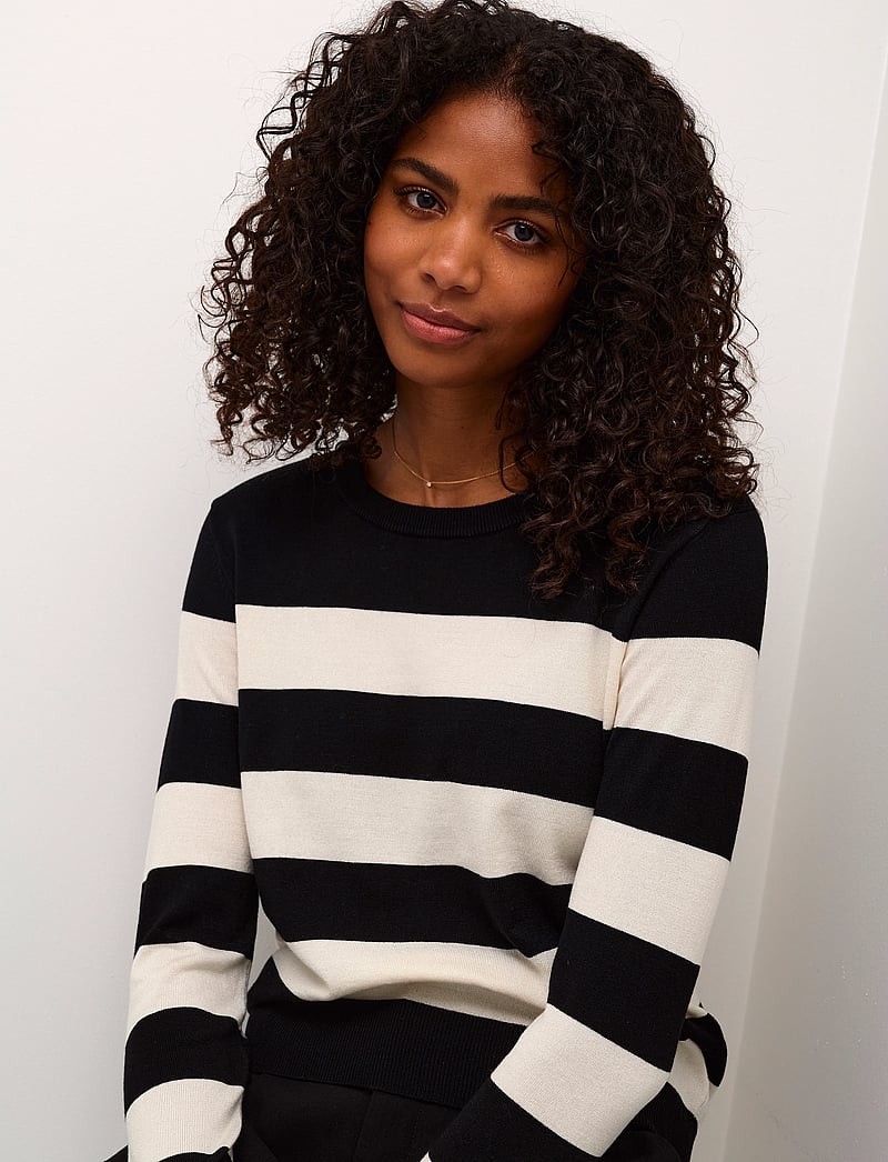 Kaffe - KAlizza Striped Knit Pullover - pullover - black / turtledove stripe - 5