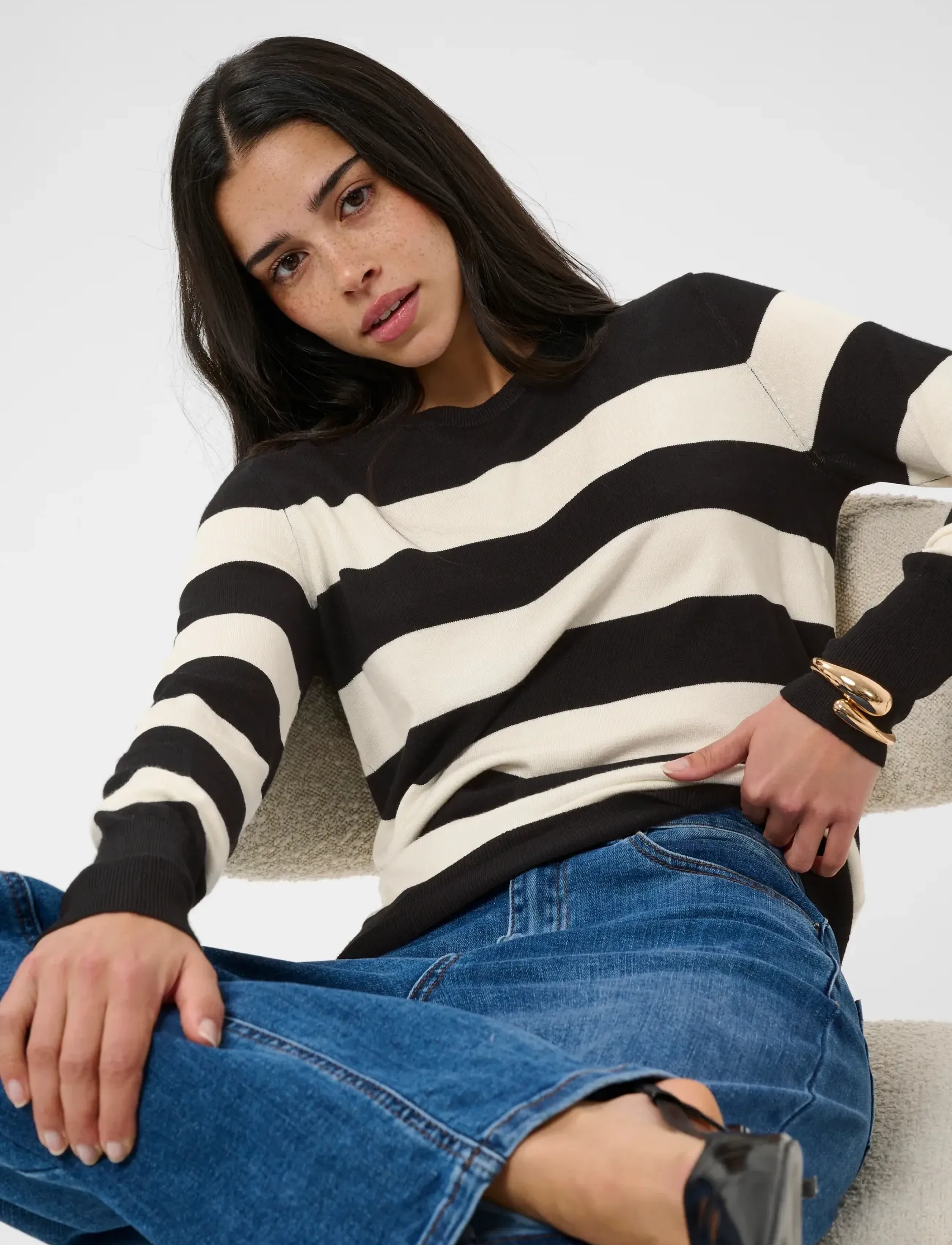 Kaffe Kalizza Striped Knit Pullover stickade tröjor dam – bild 5