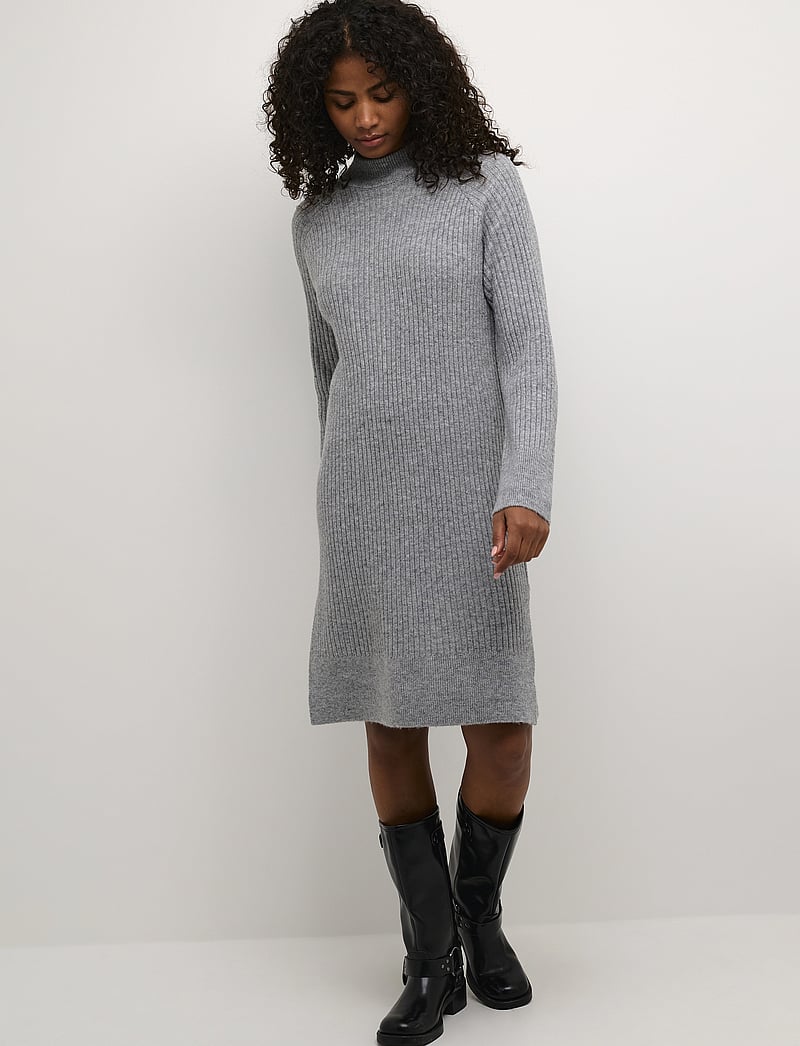 Kaffe - KArinya Knit Dress - knitted dresses - grey melange - 3