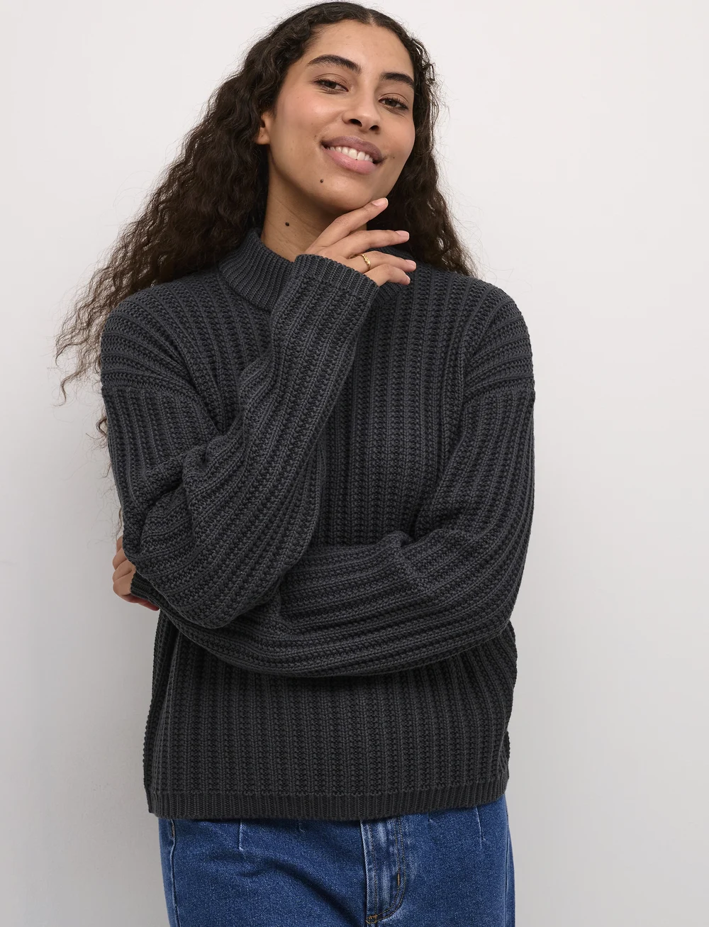 Kaffe - KAbess Pullover - stickade tröjor - black oyster - 0