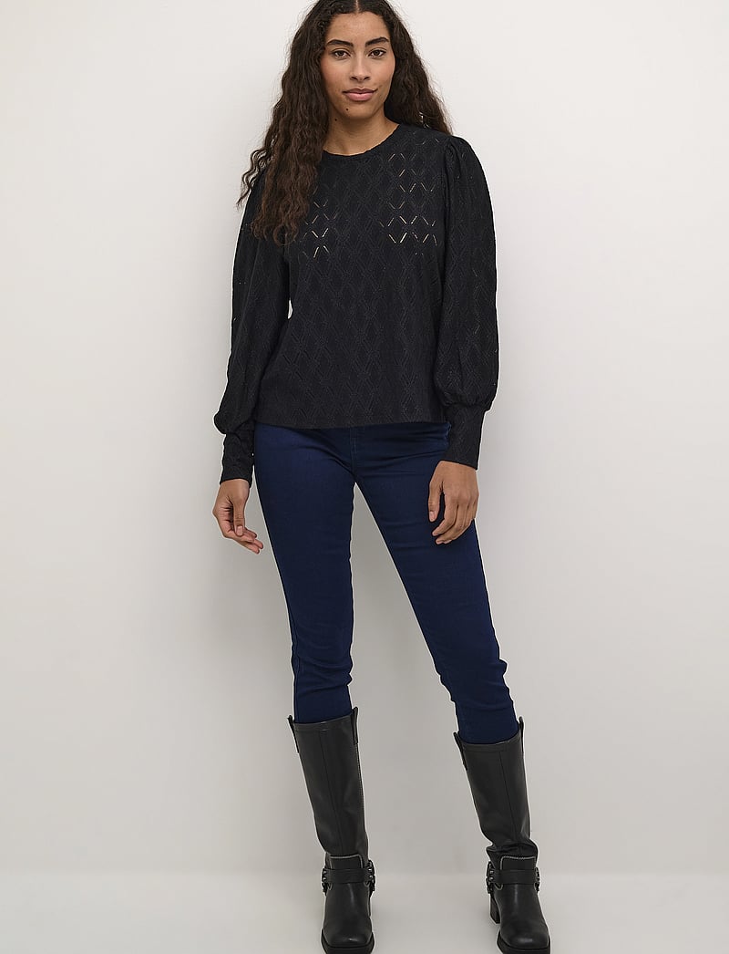 Kaffe - KAtine Lace Blouse - langærmede bluser - black deep - 3