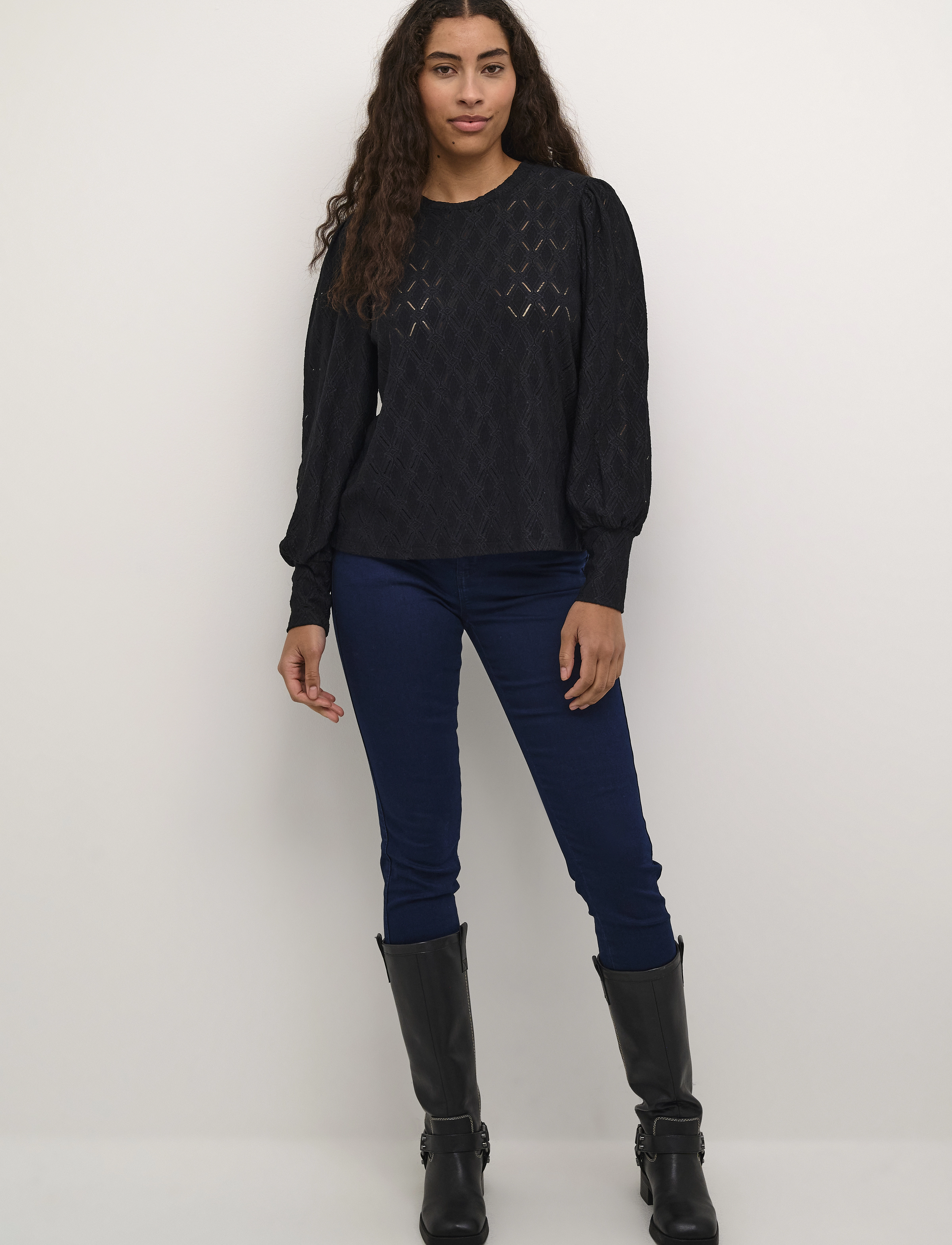 Kaffe - KAtine Lace Blouse - pikkade varrukatega pluusid - black deep - 4