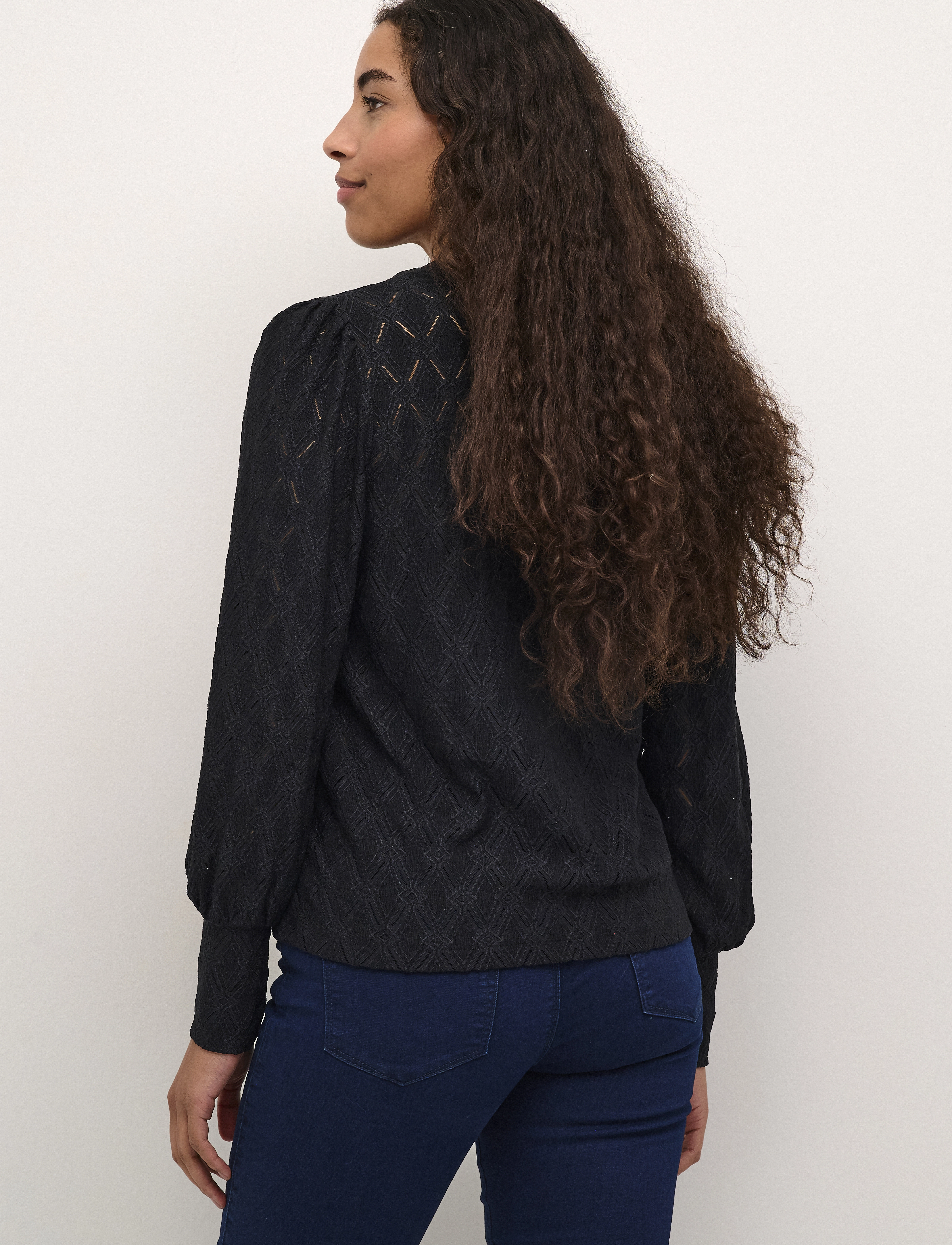 Kaffe - KAtine Lace Blouse - pikkade varrukatega pluusid - black deep - 3