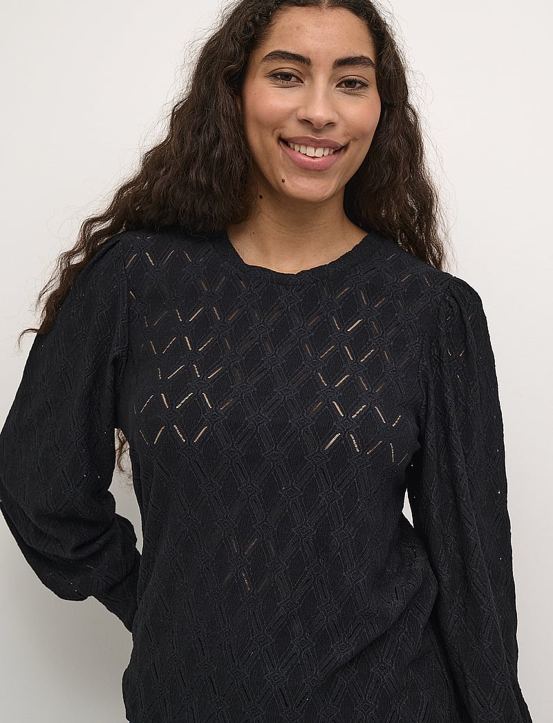 Kaffe - KAtine Lace Blouse - langærmede bluser - black deep - 5