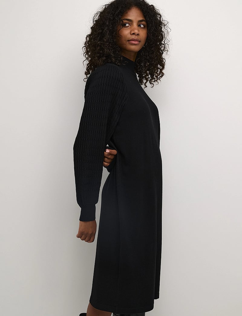 Kaffe - KAnanna Knit Dress - stickade klänningar - black deep - 0