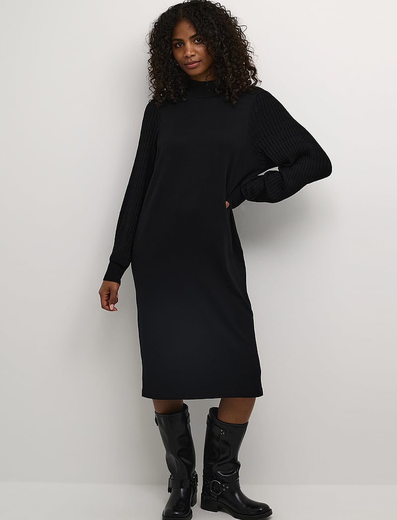 Kaffe - KAnanna Knit Dress - stickade klänningar - black deep - 3