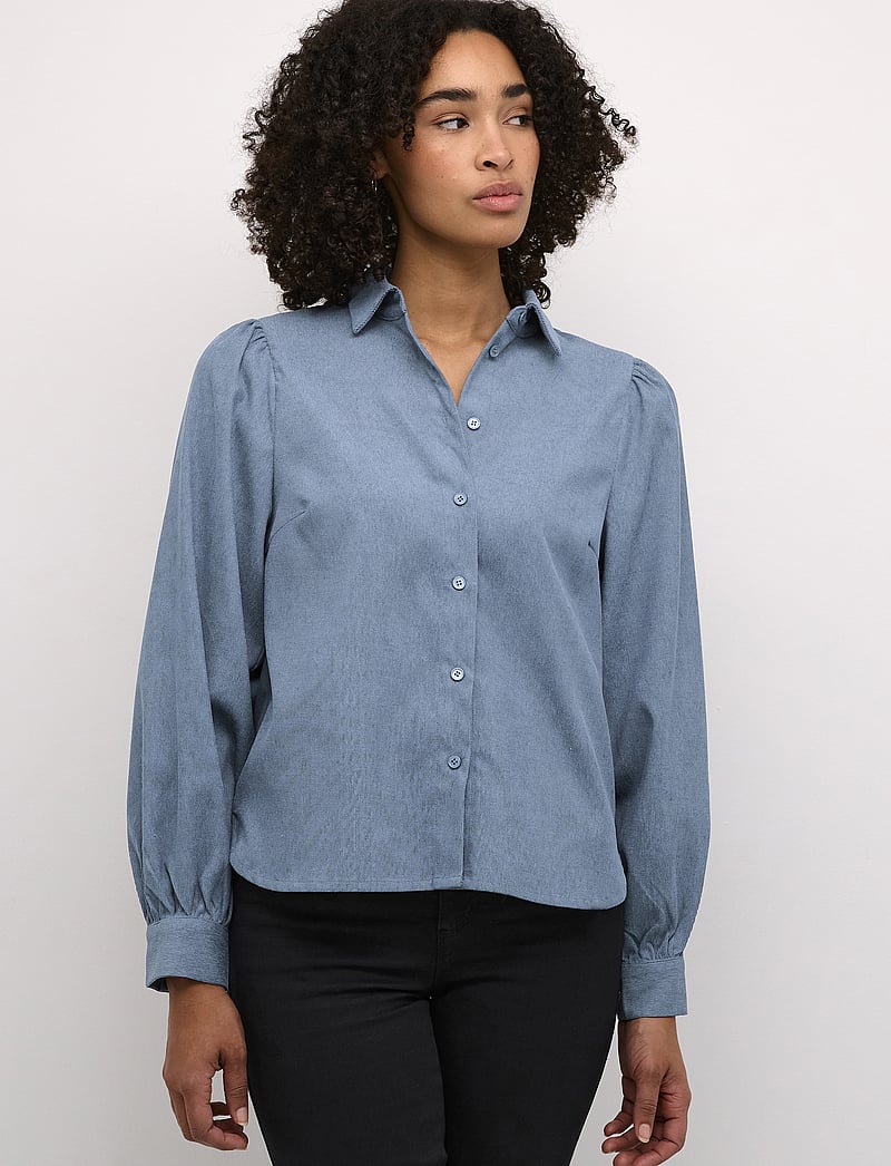 Kaffe - KAhermine Shirt - langærmede skjorter - celestrial blue c. - 0