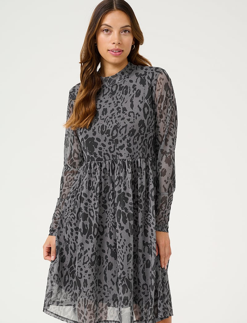 Kaffe - KAjohanne Dress - kurze kleider - major brown/black leopard - 0