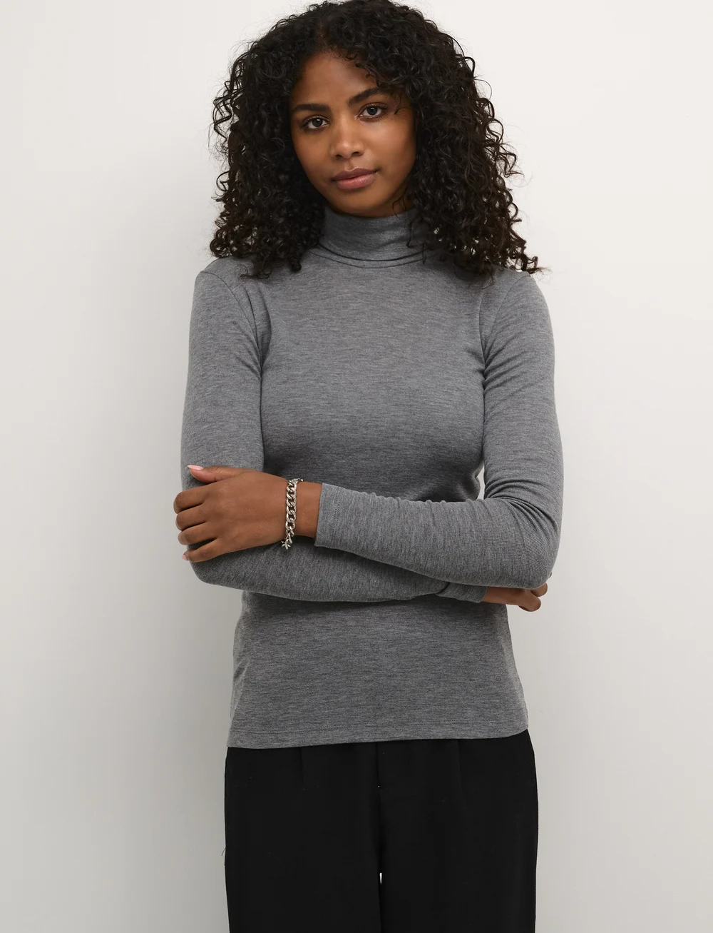 Kaffe - KAronia Rollneck T-Shirt - rullekraver - grey melange - 0