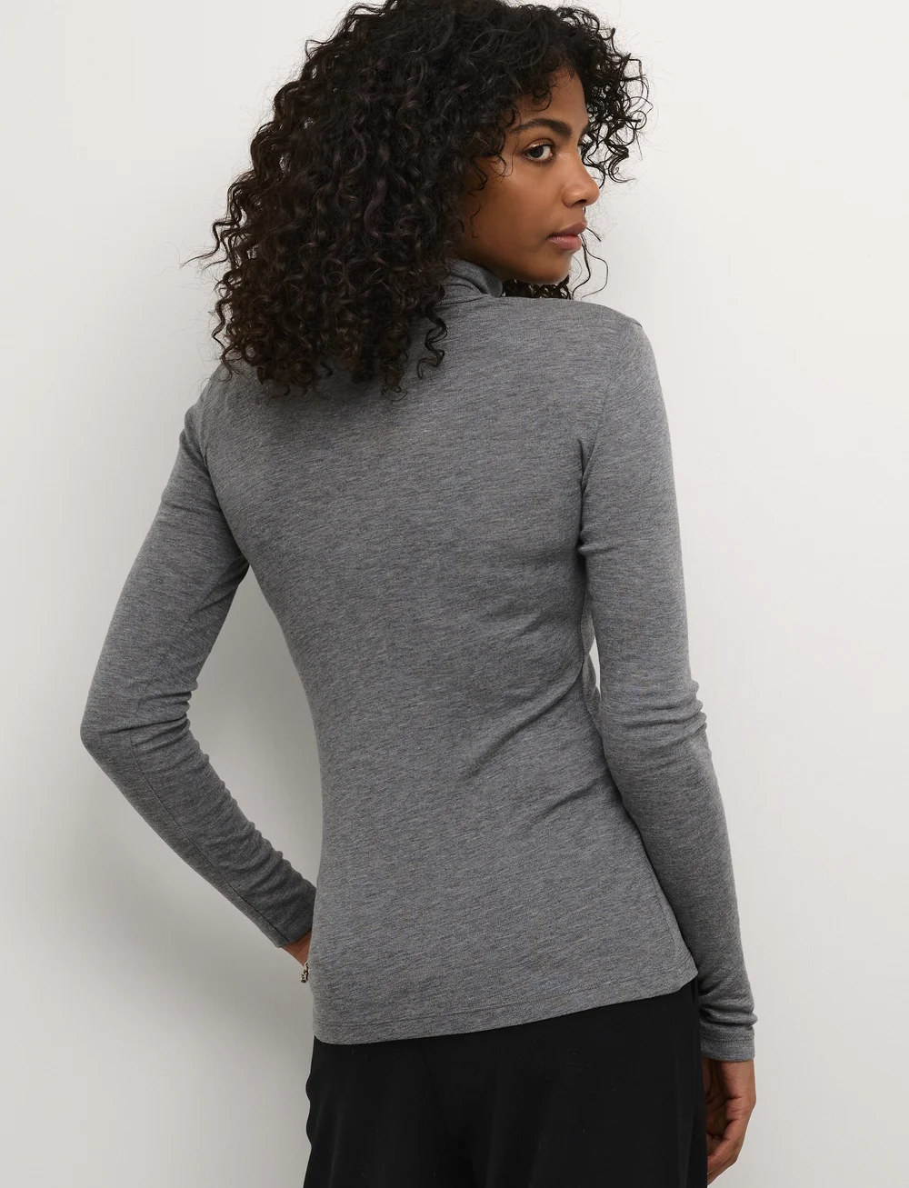 Kaffe - KAronia Rollneck T-Shirt - rullekraver - grey melange - 4