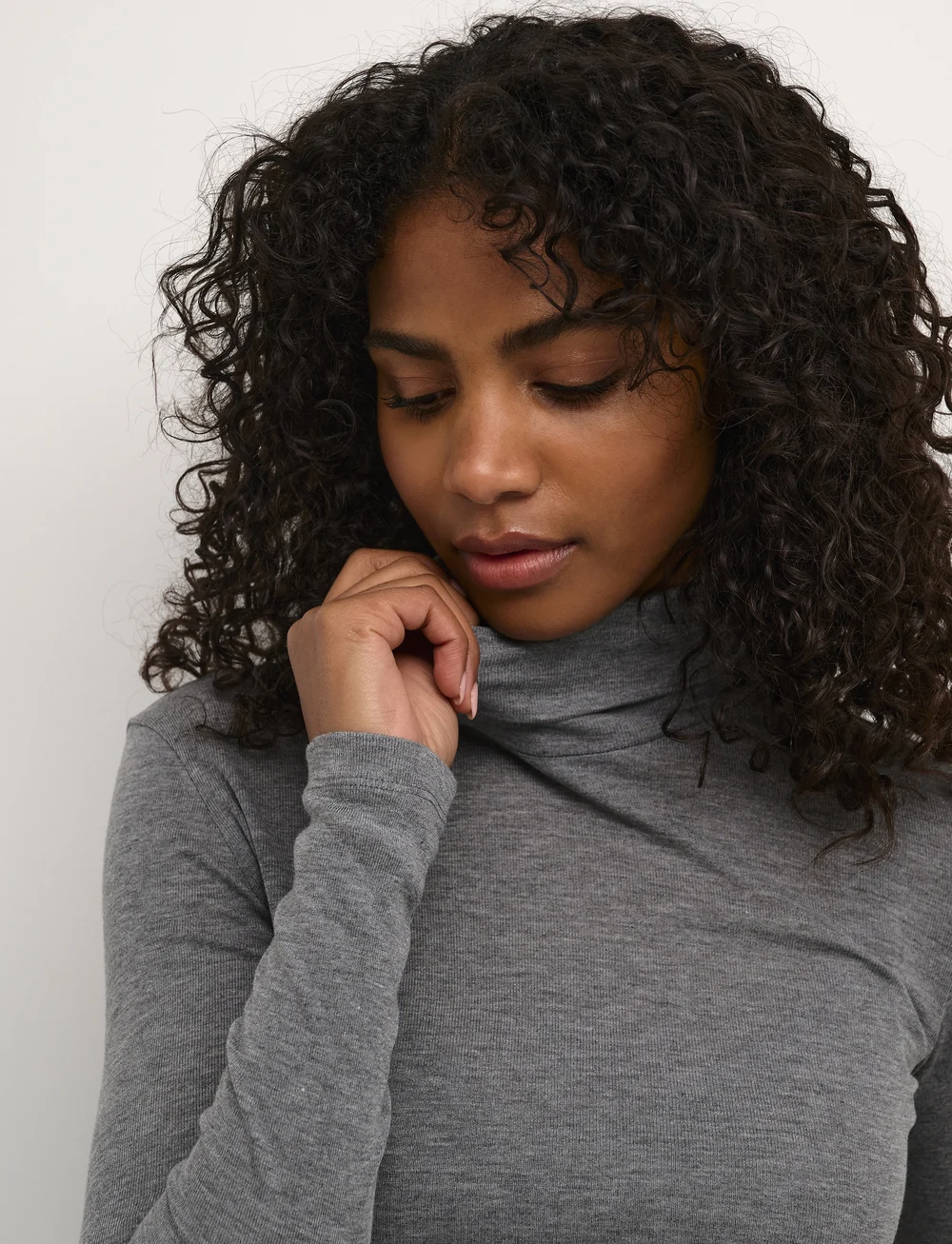 Kaffe - KAronia Rollneck T-Shirt - rullekraver - grey melange - 5