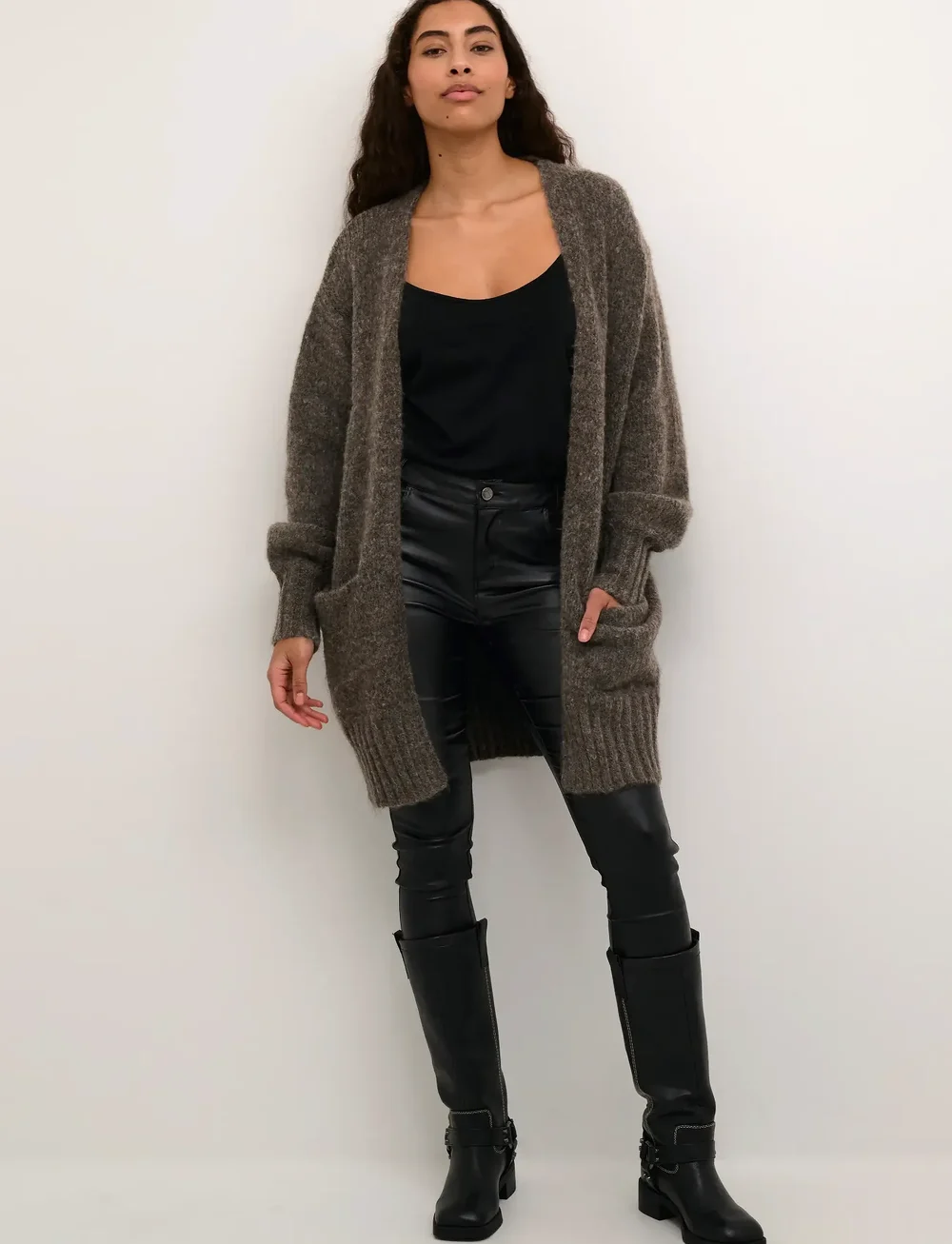 Kaffe - KAtrina Knit Cardigan - cardigans - major brown melange - 3