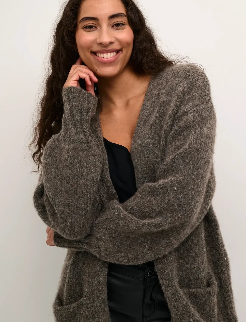 Kaffe - KAtrina Knit Cardigan - cardigans - major brown melange - 5