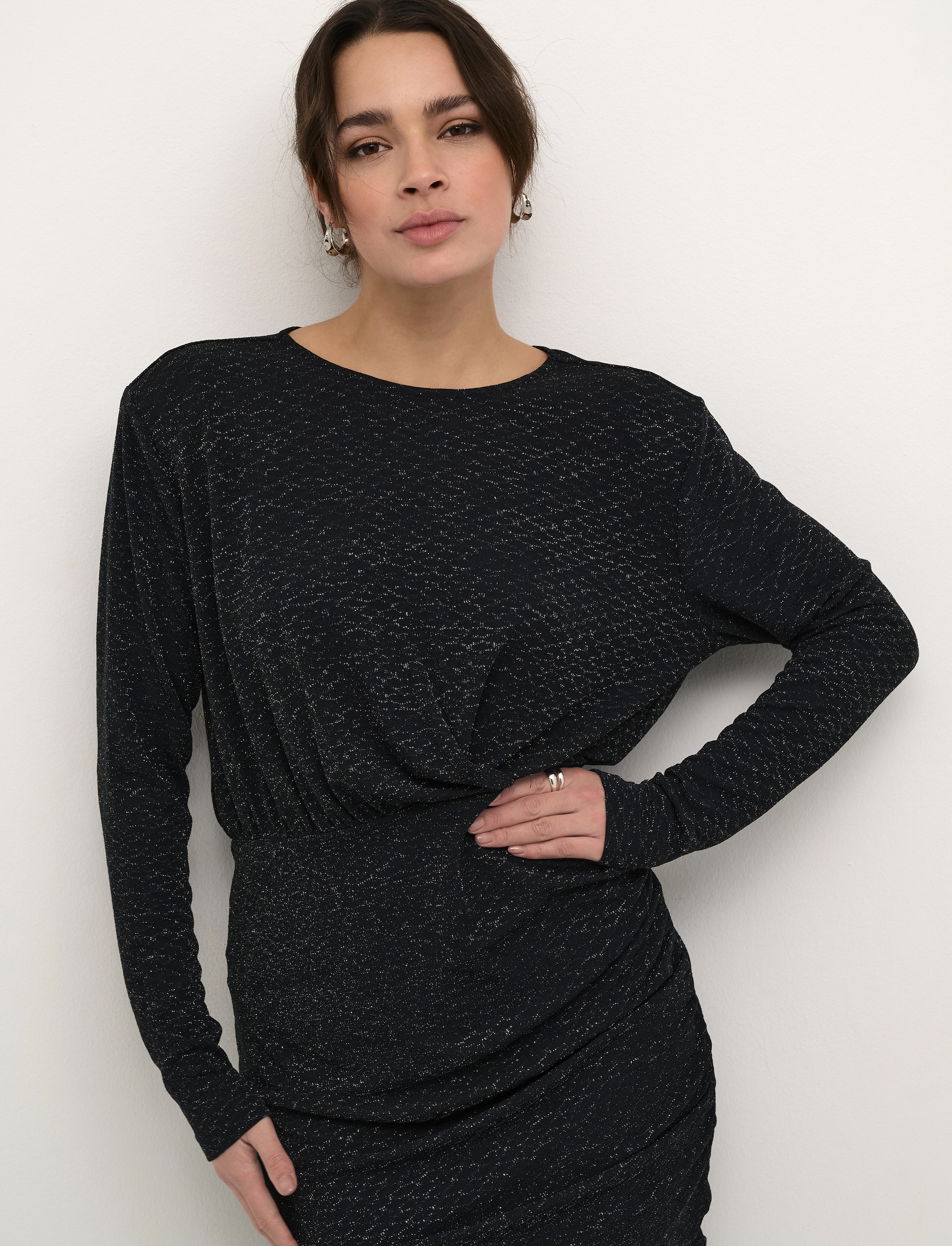 Kaffe - KAellie Jersey Dress - festtøj til outletpriser - black_silver glitter - 5