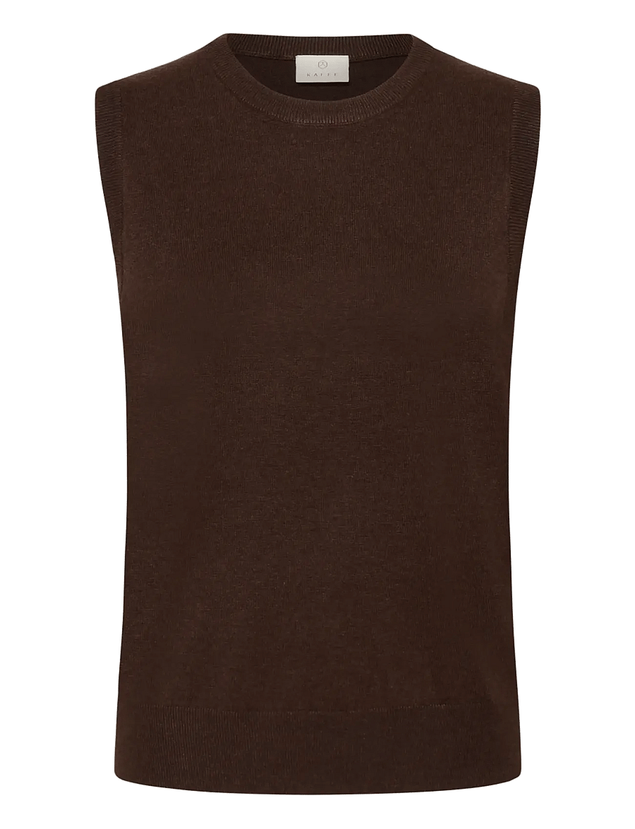 Kaffe - KAlizza Knit Slipover - kootud vestid - chocolate brown melange - 0