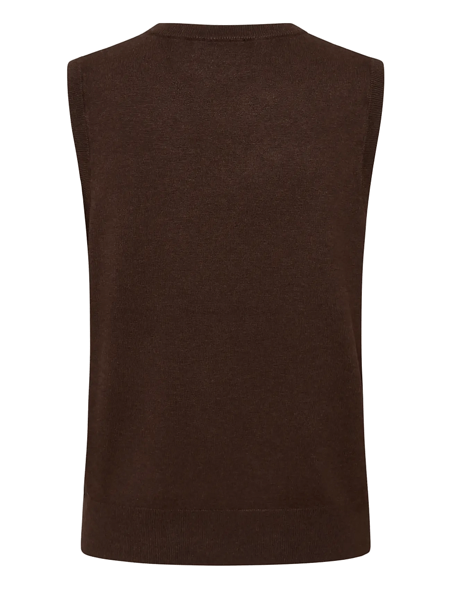 Kaffe - KAlizza Knit Slipover - kootud vestid - chocolate brown melange - 1