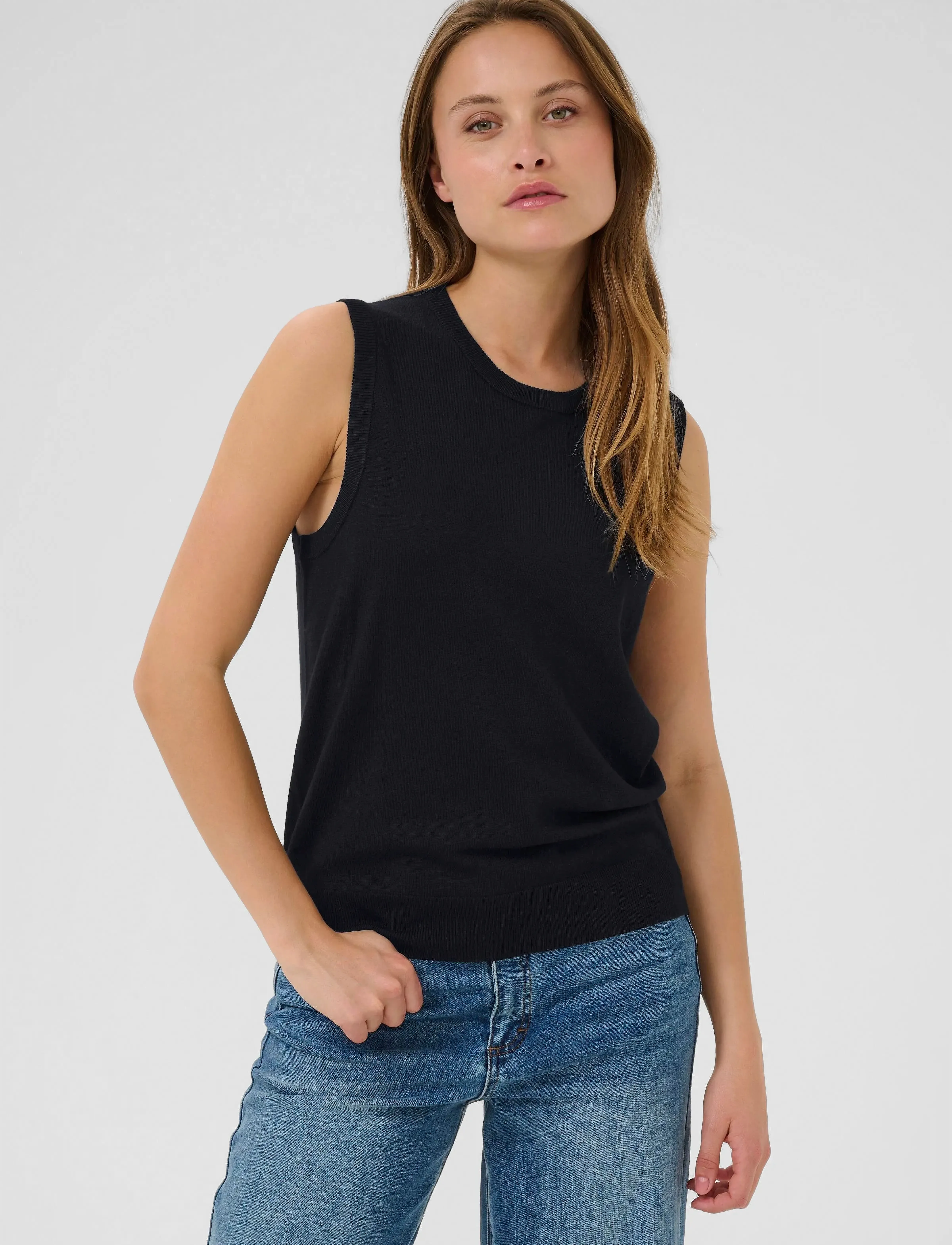 Kaffe Kalizza Knit Slipover, Kvinder, Strikket Slipover, Sort, Str: S