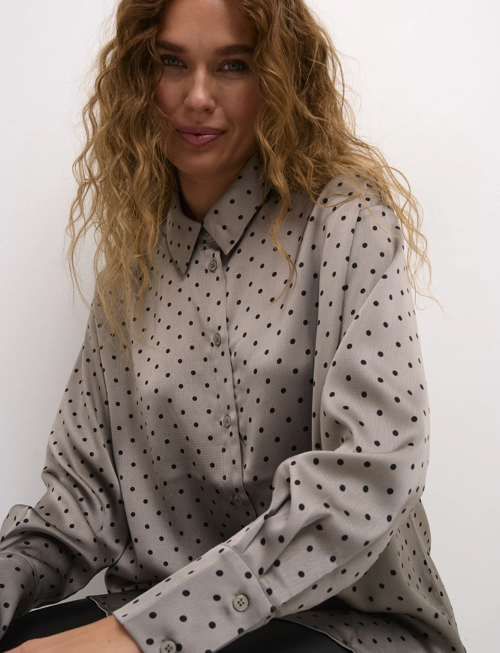 Kaffe - KAdonna Shirt - pikkade varrukatega särgid - steeple gray/black dot - 5