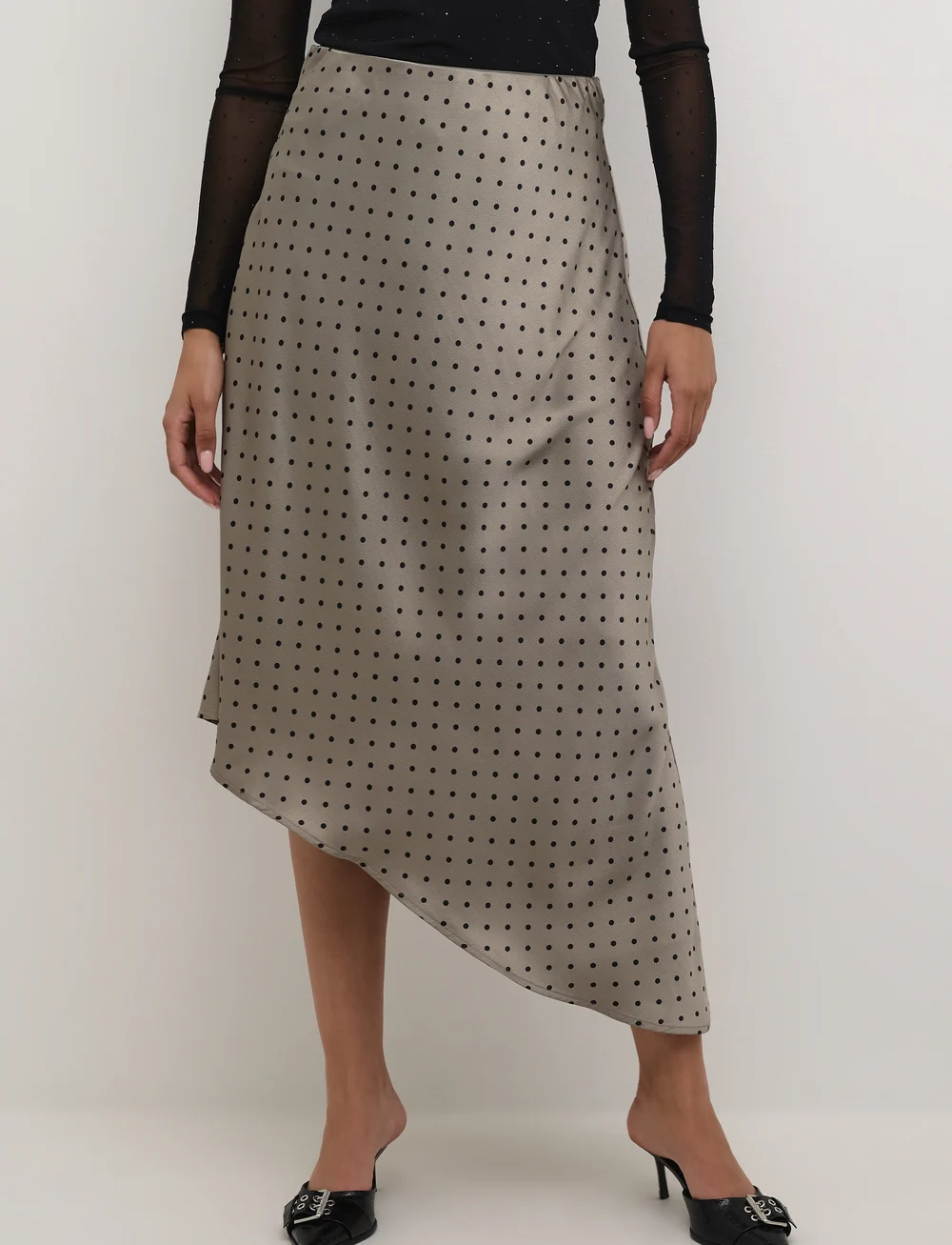 Kaffe - KAdonna Skirt - satinnederdele - steeple gray/black dot - 0