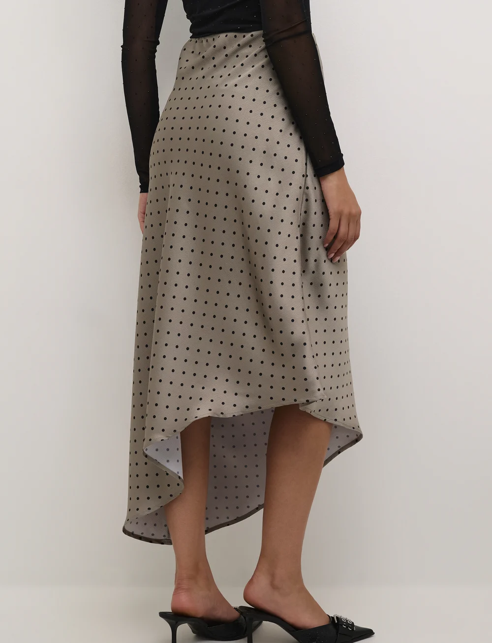 Kaffe - KAdonna Skirt - satinnederdele - steeple gray/black dot - 4