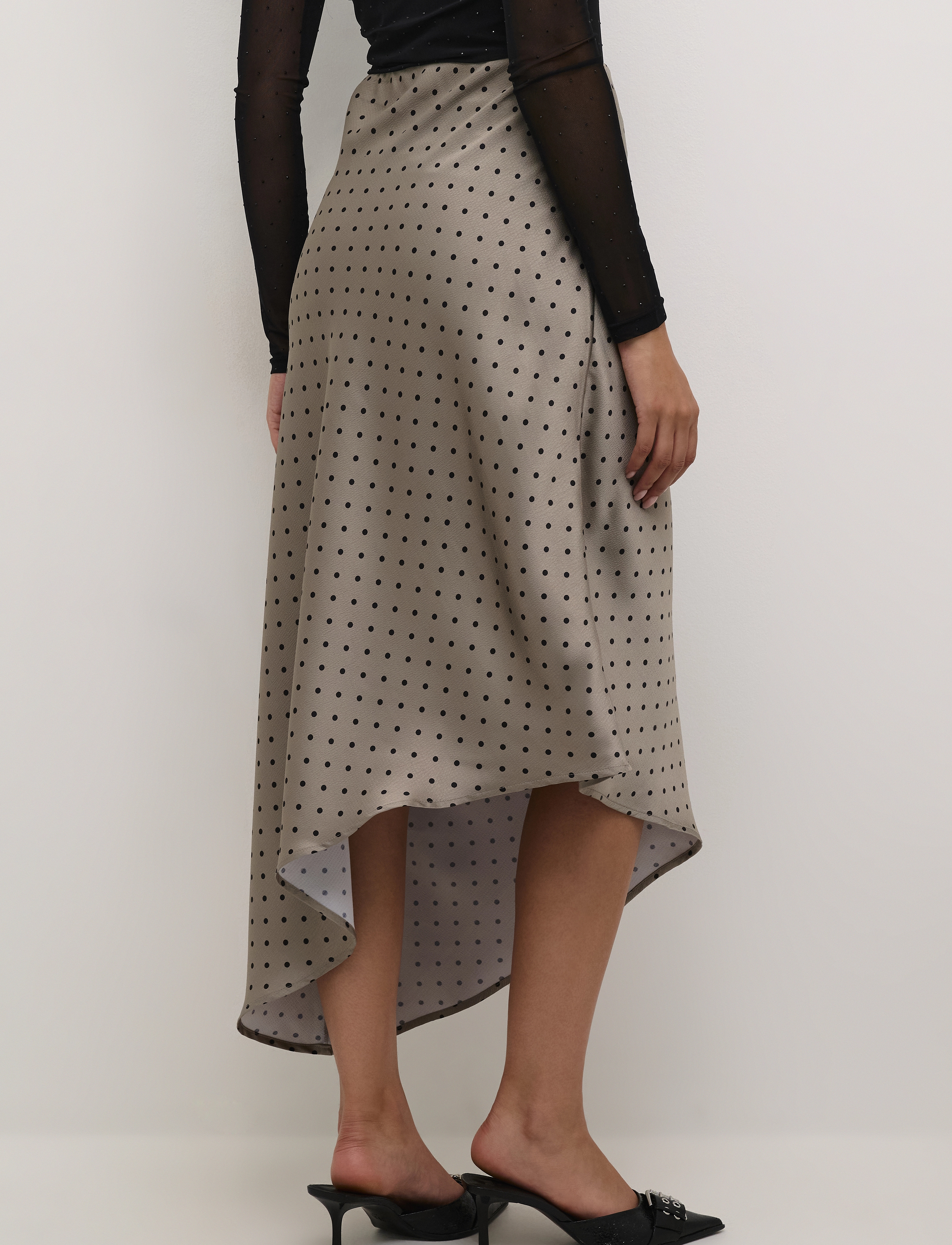 Kaffe - KAdonna Skirt - midi garuma svārki - steeple gray/black dot - 4