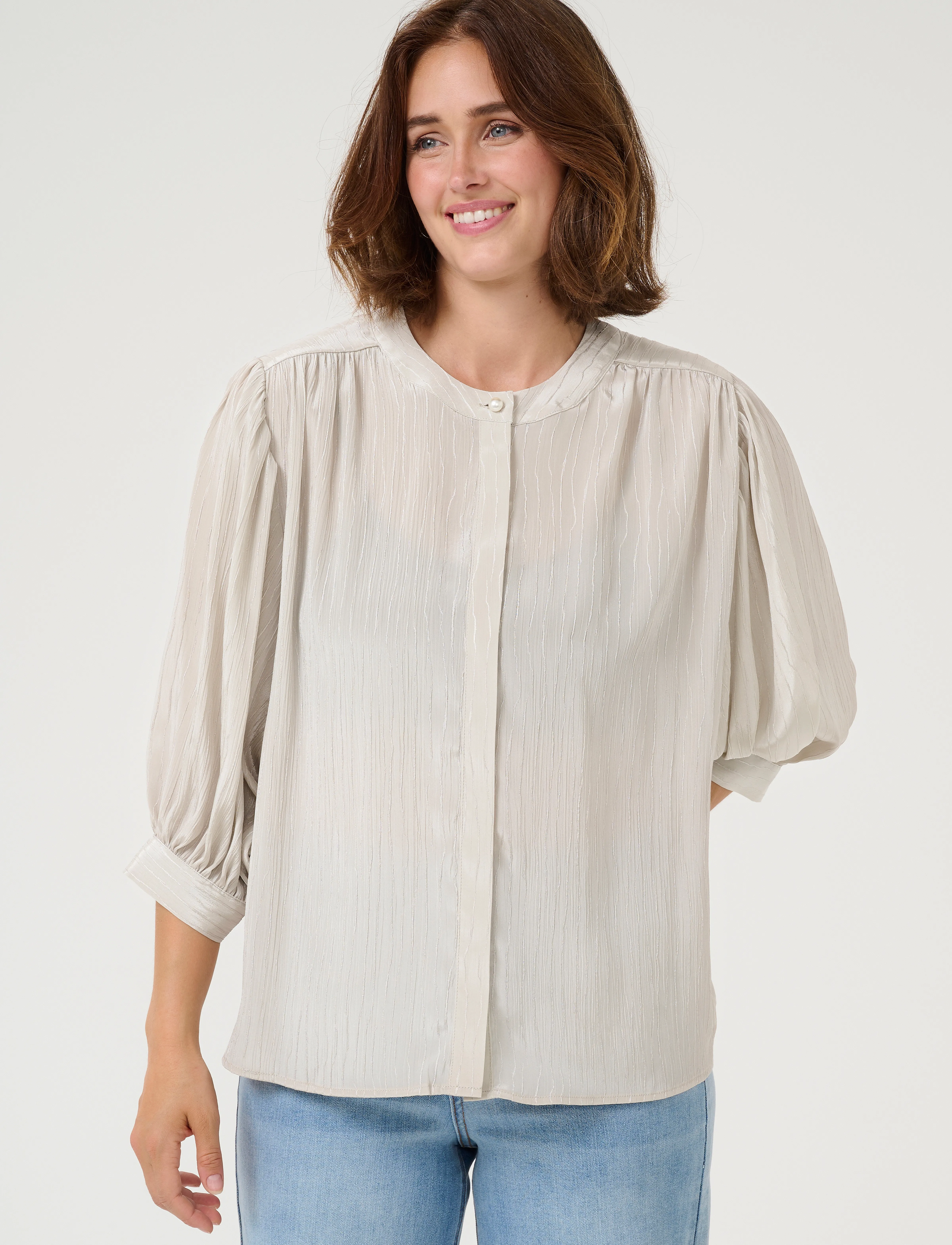 Kaffe Kaolina Shirt, 42, Shirts, Beige - Short-sleeved, Frauen