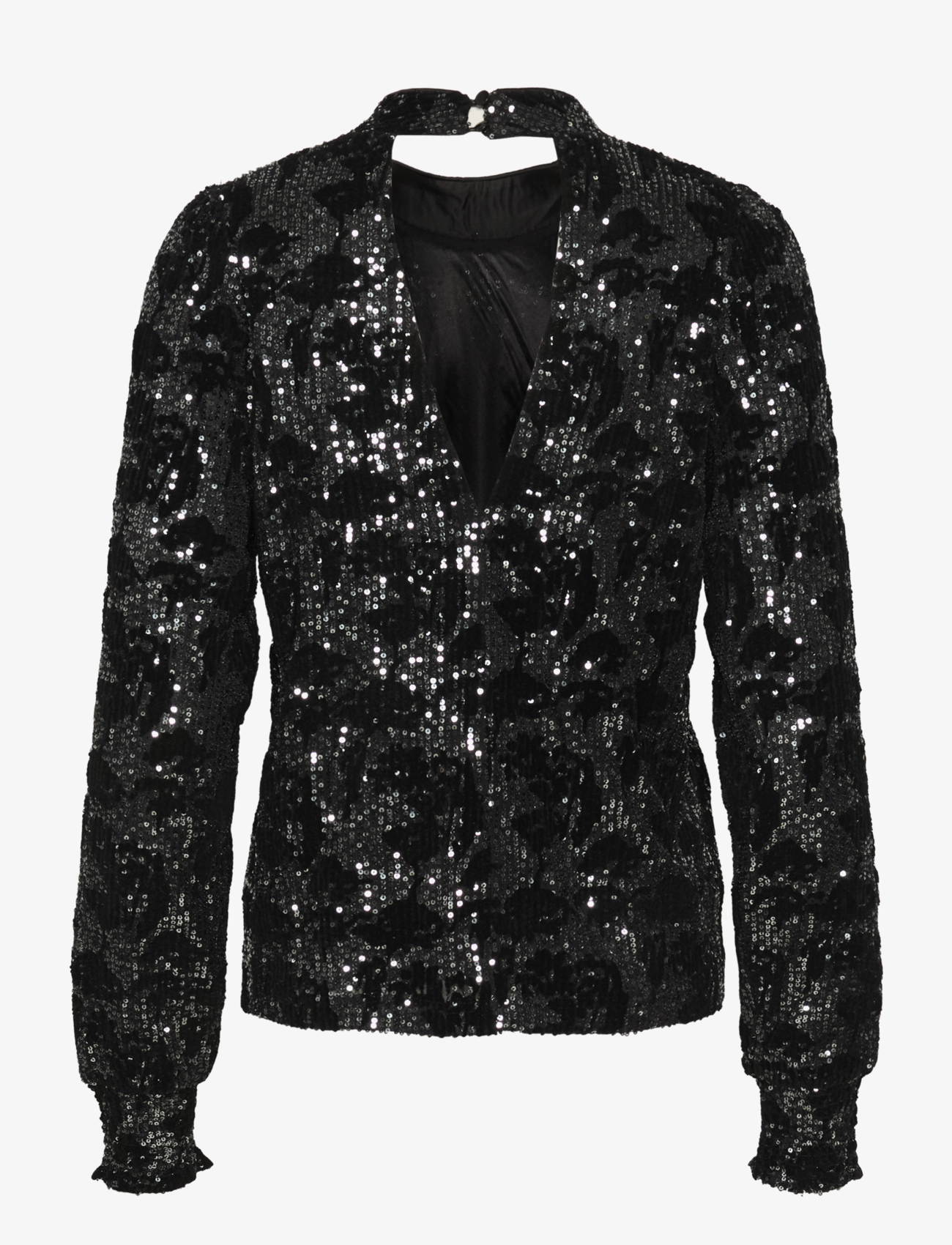Kaffe - KAgrit Sequin Blouse - langærmede bluser - black/dark silver sequin - 2