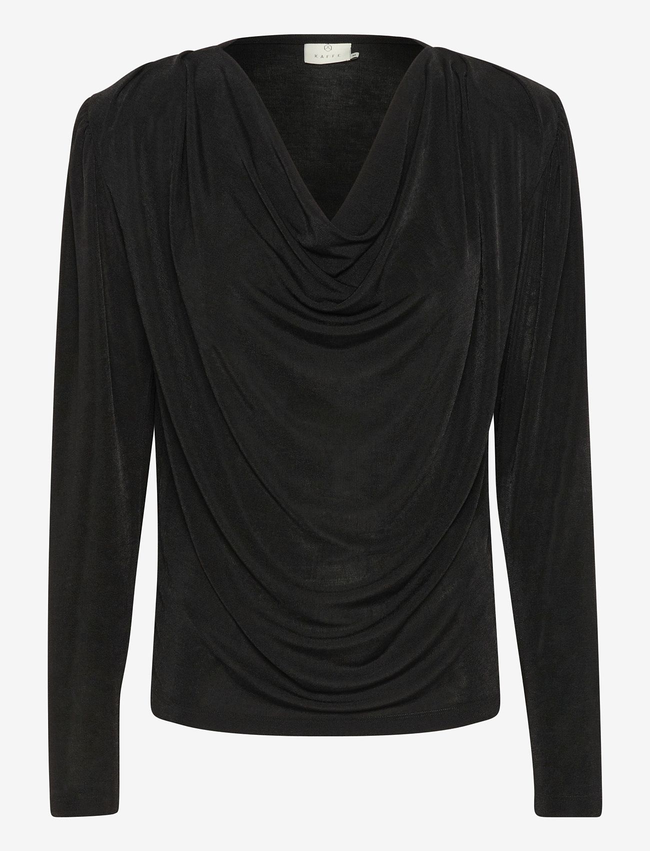 Kaffe - KAgina Jersey Blouse - long-sleeved blouses - black deep - 0