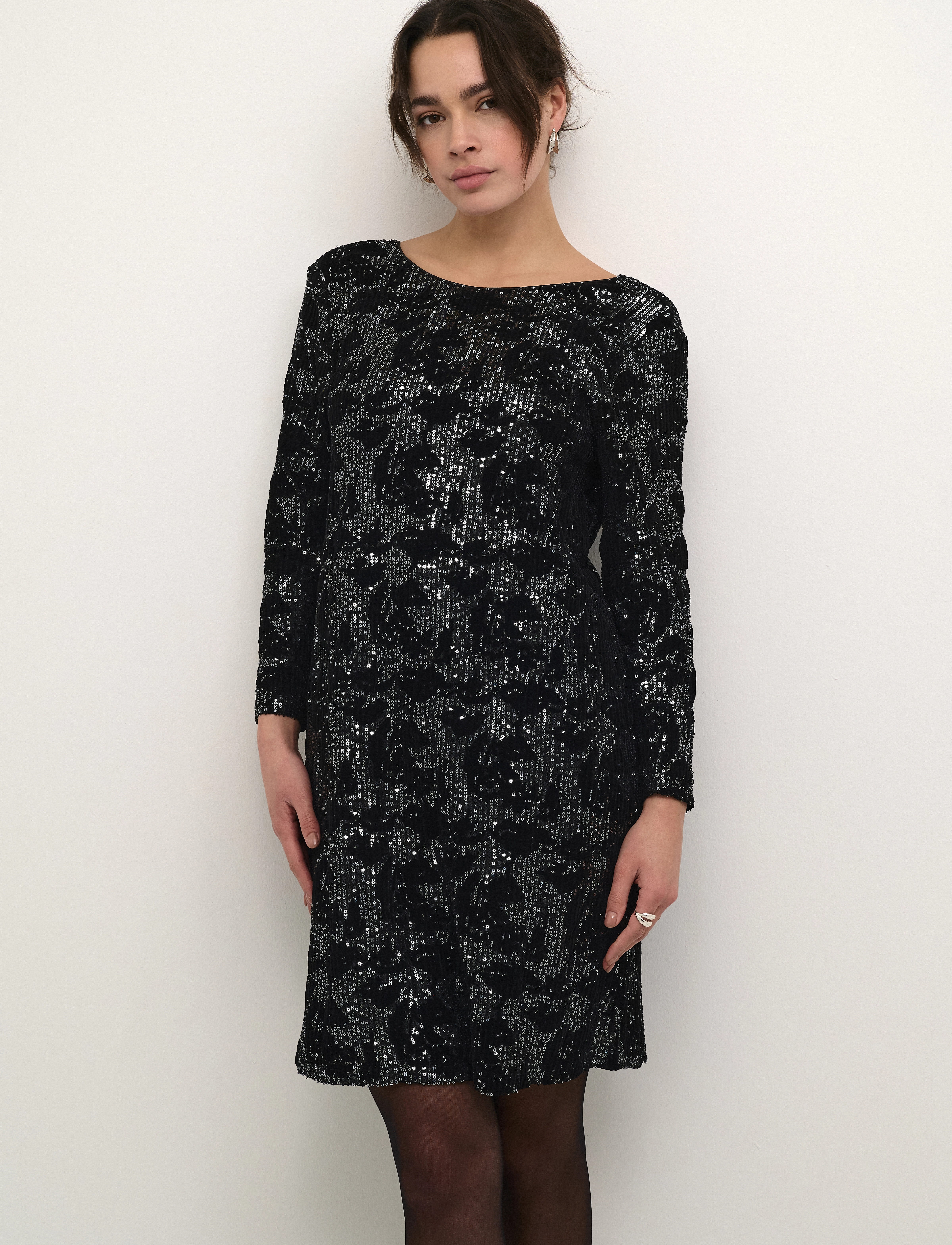 Kaffe KAgritt Sequin Dress - Peokleidid - BLACK/DARK SILVER SEQUIN / black