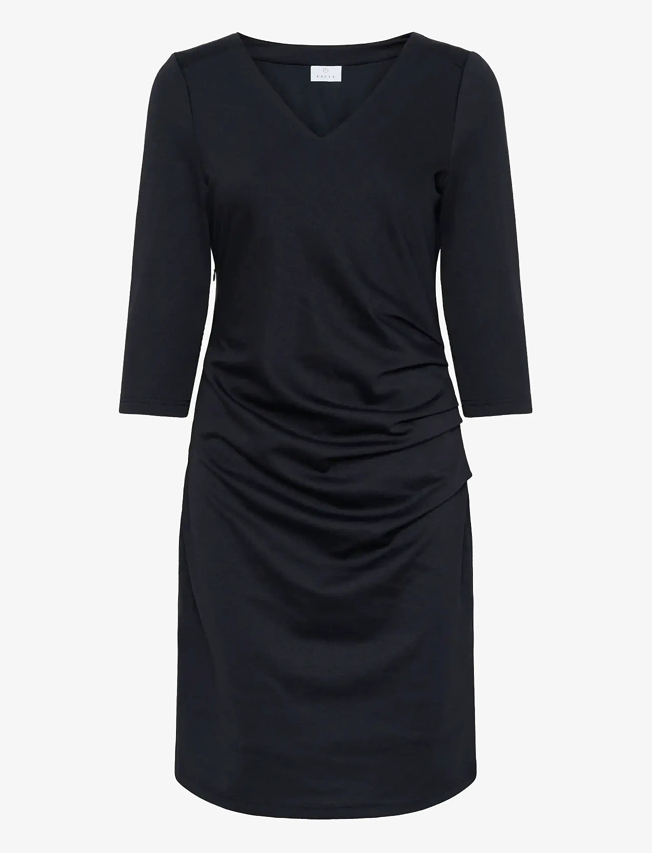 Kaffe - KAindia V-neck 3/4 SL Dress - etuikleider - black deep - 1