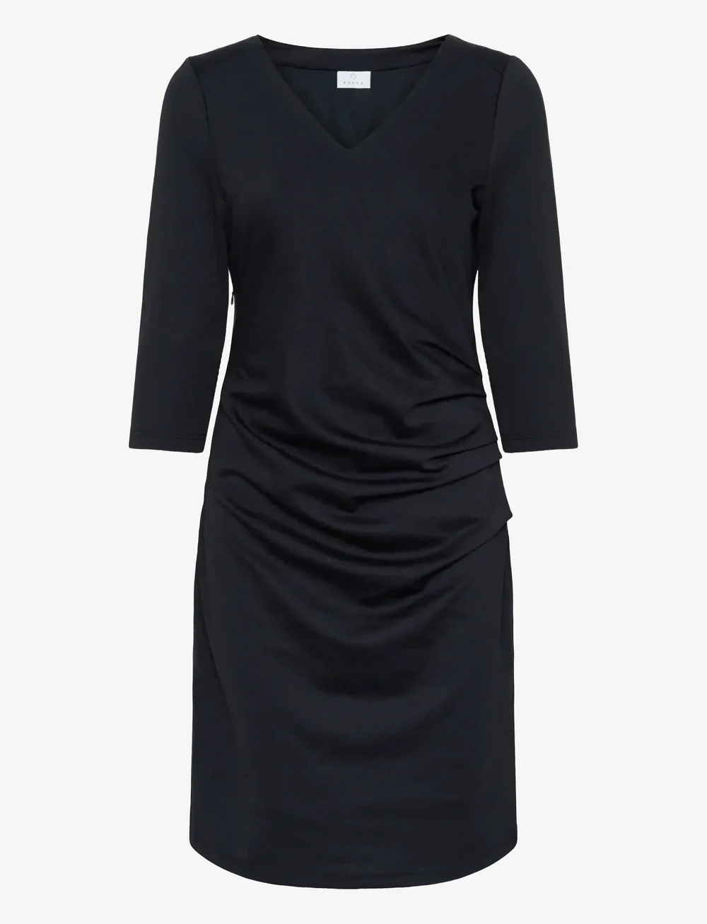 Kaffe - KAindia V-neck 3/4 SL Dress - bodycon jurken - black deep - 1
