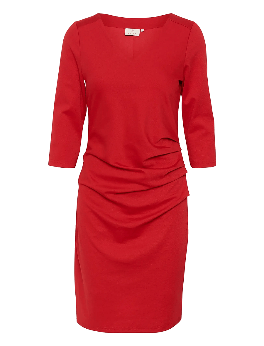 Kaffe - KAindia V-neck 3/4 SL Dress - stramme kjoler - haute red - 1