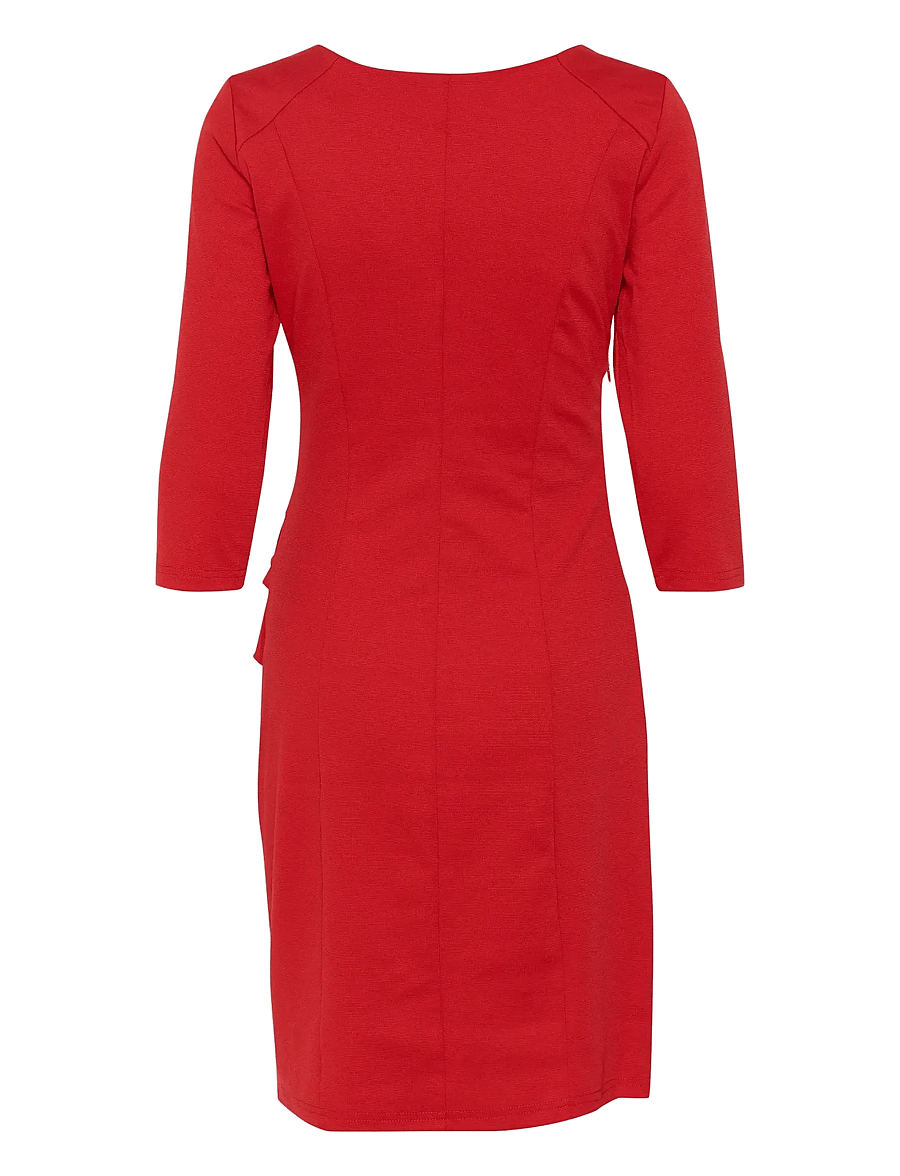 Kaffe - KAindia V-neck 3/4 SL Dress - stramme kjoler - haute red - 2