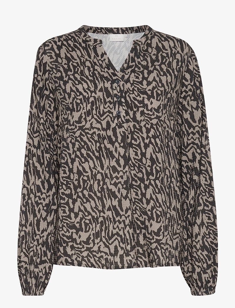 Kaffe - KAmathilde Blouse - langärmlige blusen - black/elephant graphic lines - 1