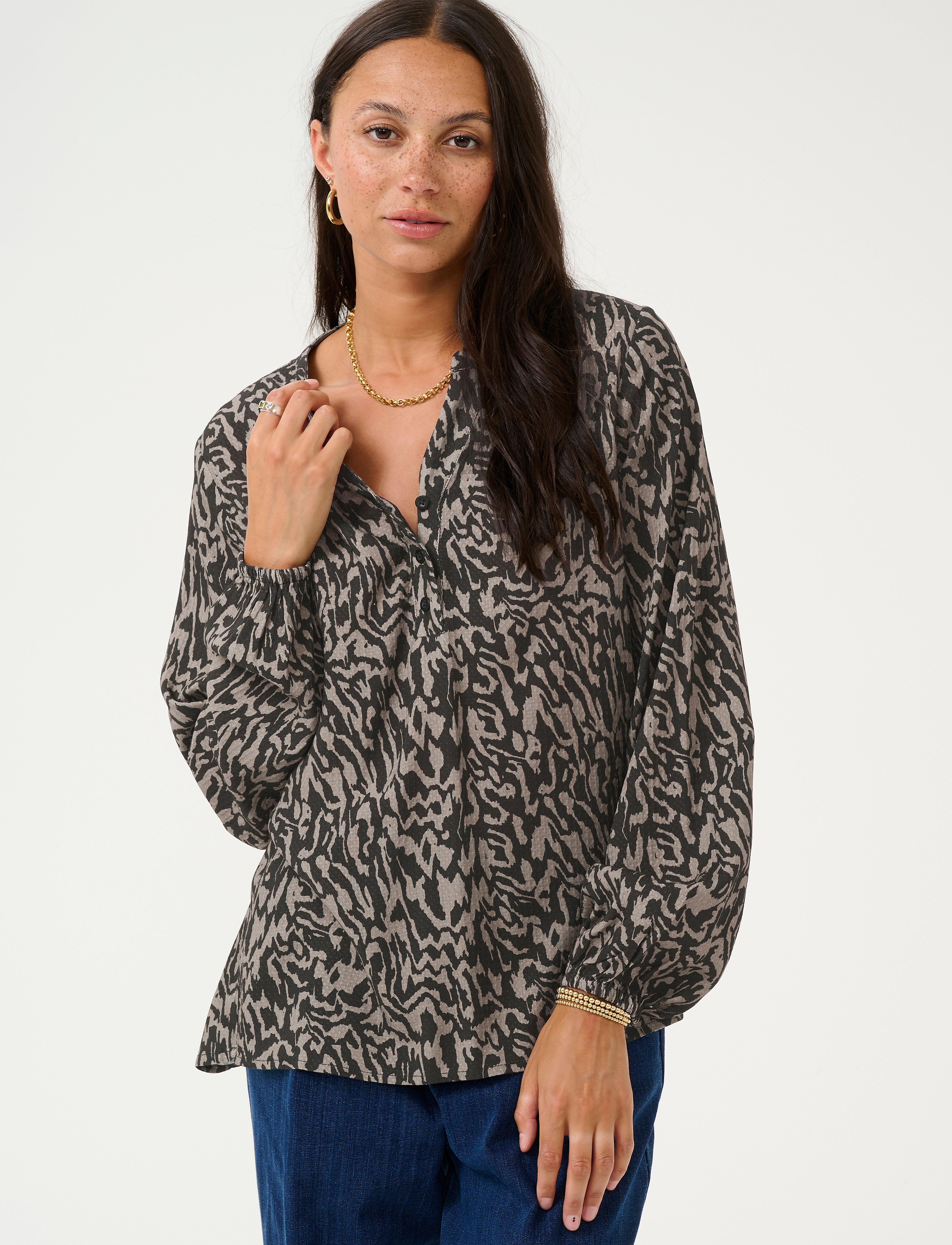 Kaffe Kamathilde Blouse, 36, Blouses, Beige - Long-sleeved, Frauen