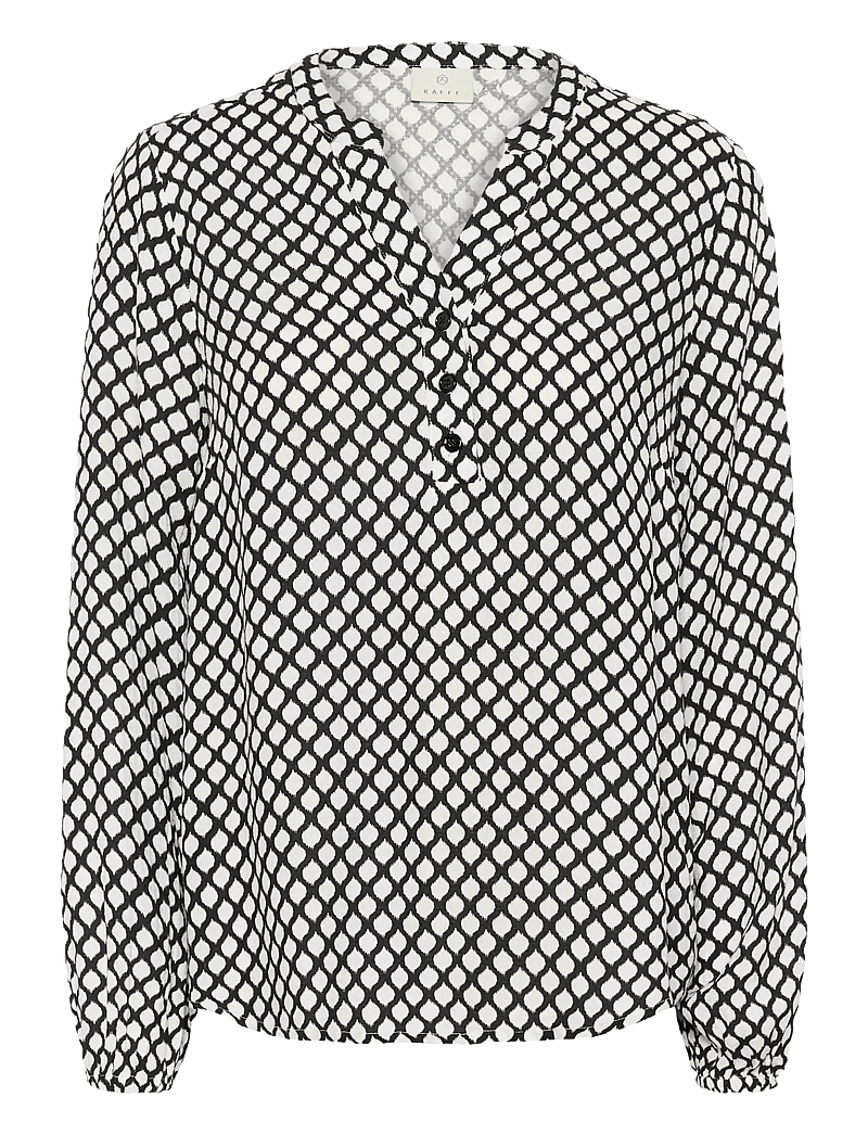 Kaffe - KAmathilde Blose - langärmlige blusen - black/chalk graphic print - 1