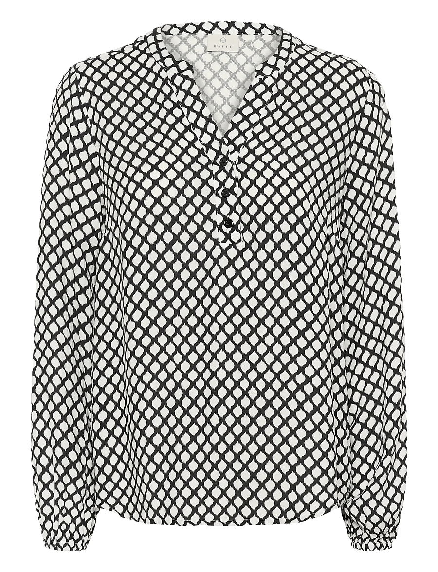 Kaffe - KAmathilde Blose - langärmelige blusen - black/chalk graphic print - 1