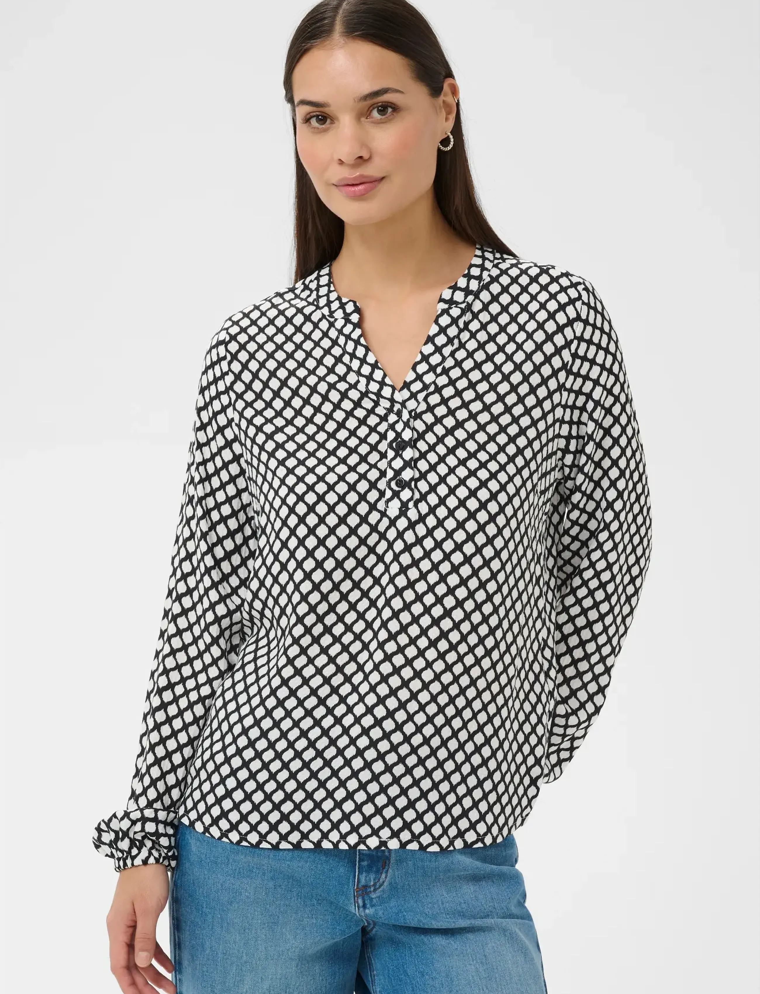 Kaffe KAmathilde Blouse - Kaffe - BLACK/CHALK GRAPHIC PRINT / black