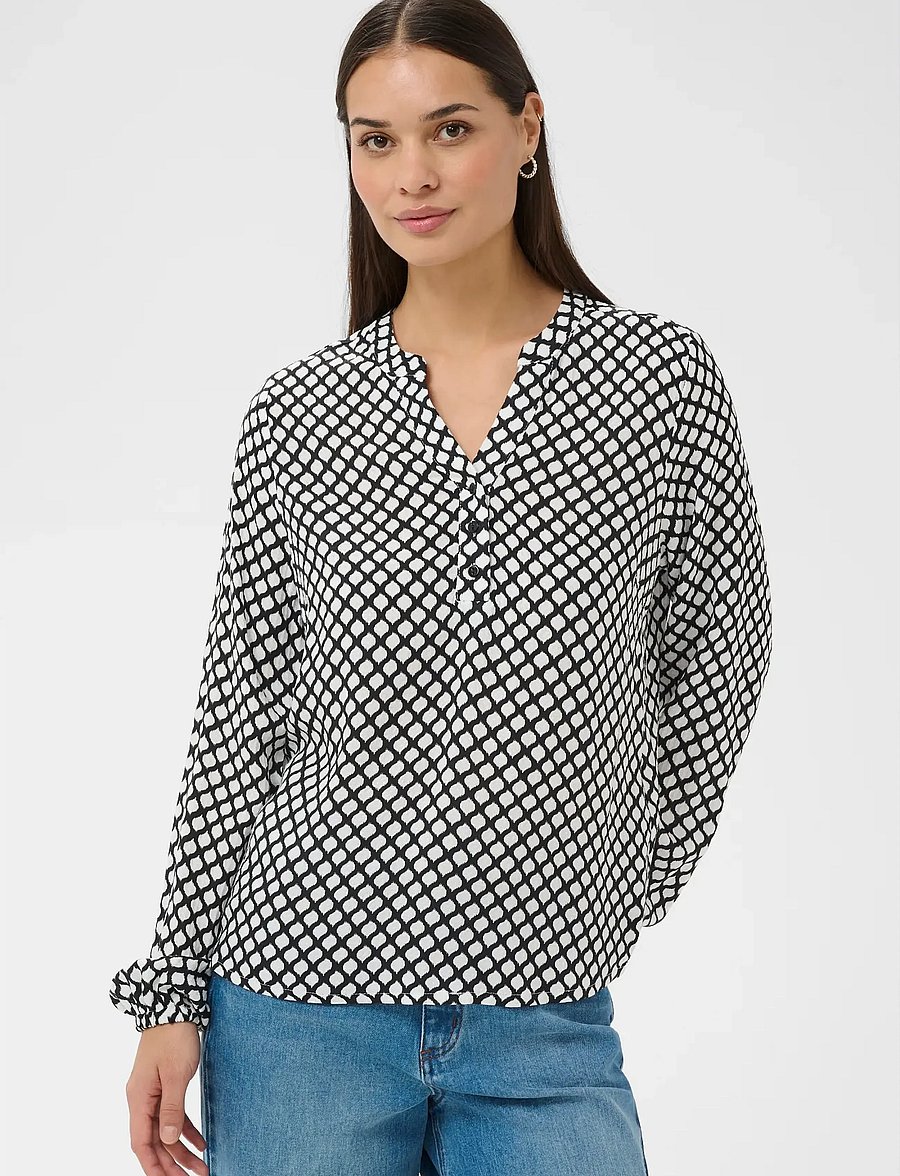 Kaffe - KAmathilde Blose - langärmelige blusen - black/chalk graphic print - 0