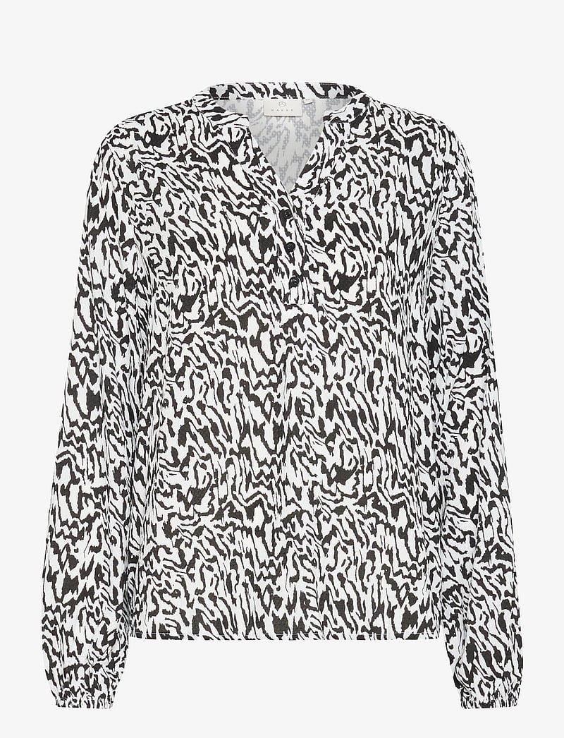 Kaffe - KAmathilde Blose - pitkähihaiset puserot - chalk/black graphic lines - 1